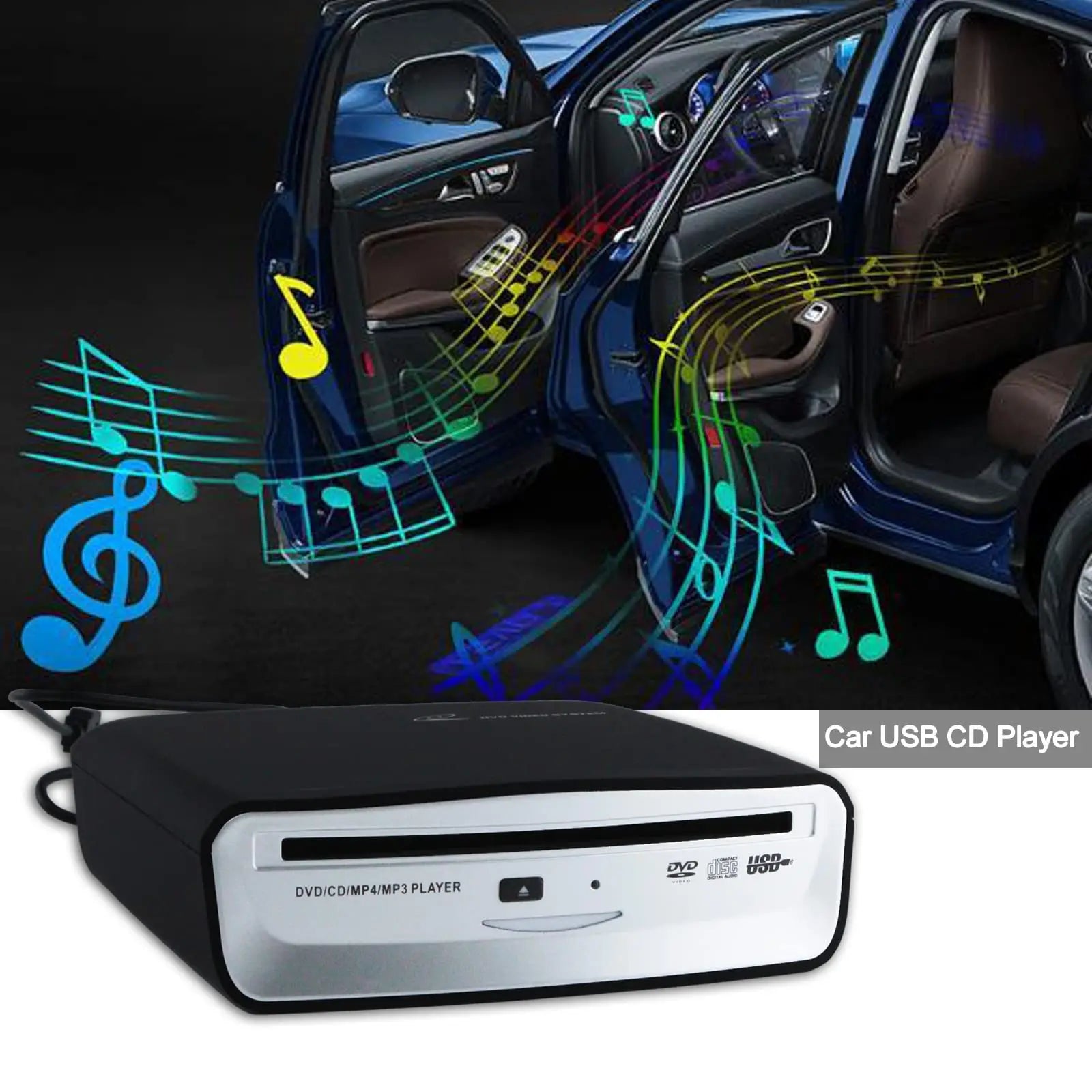 OAUW USB Portable Car CD Player – Plug and Play for Android Navigation OAUW