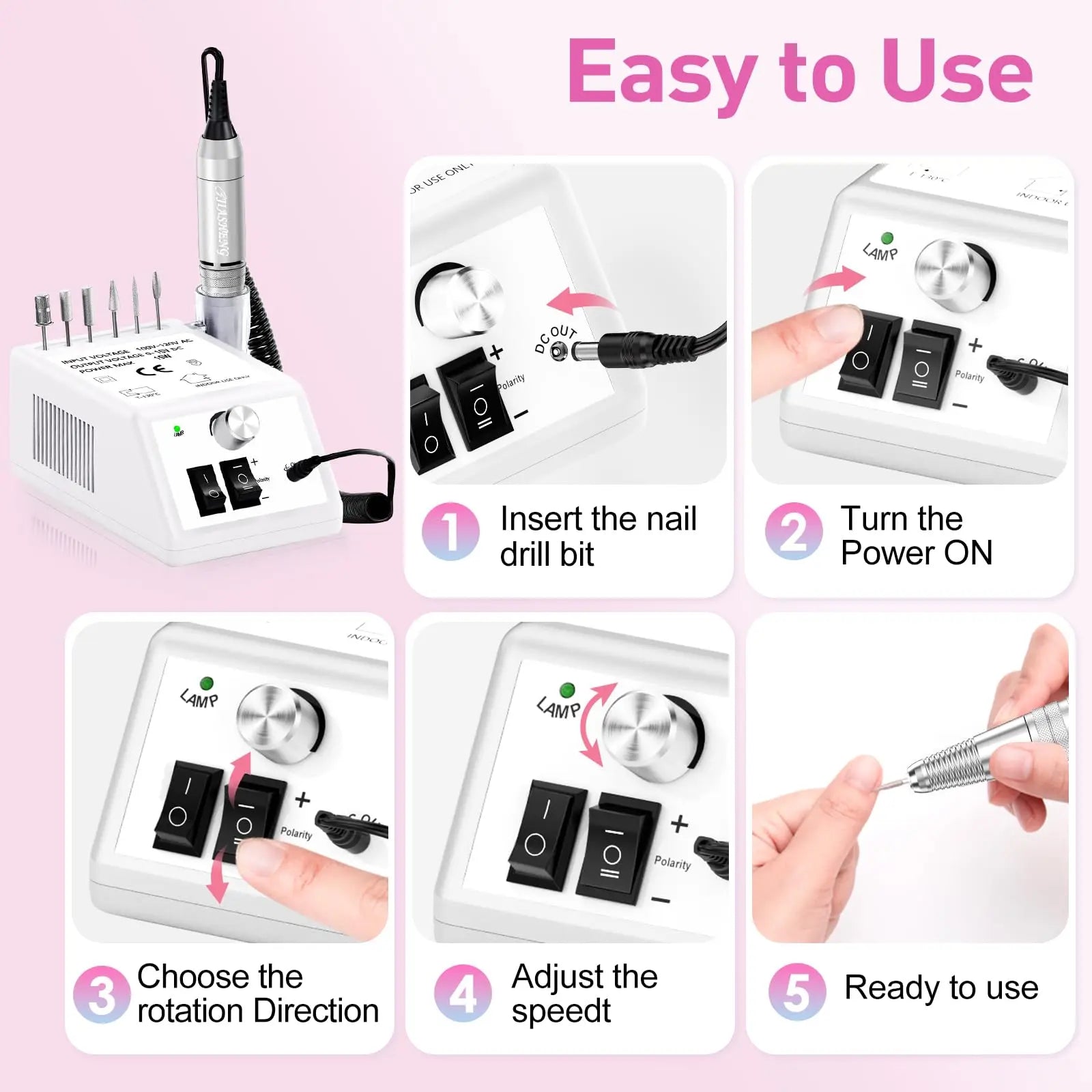 Jiasheng 30000RPM Electric Nail Drill - Professional Nail File Kit JIASHENG