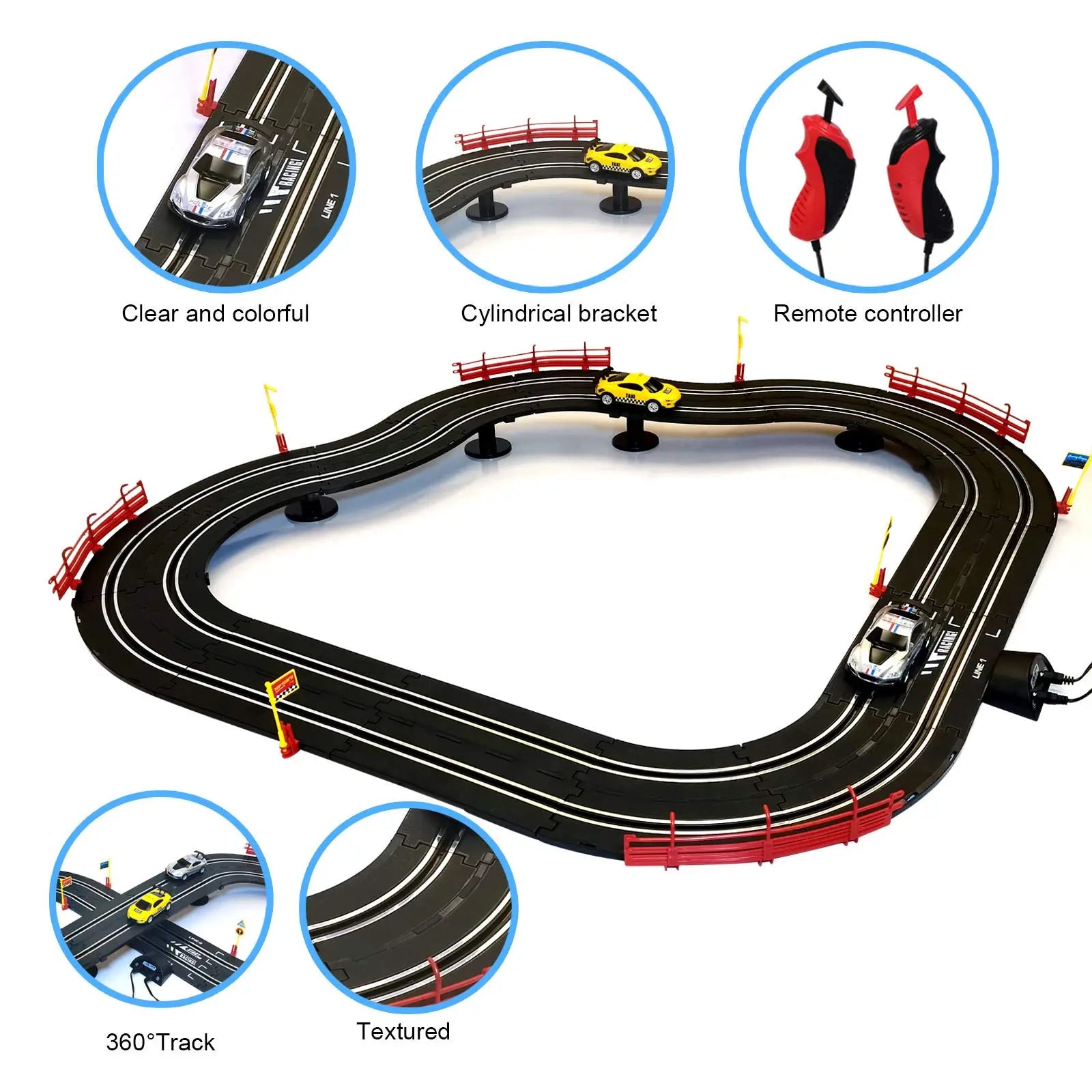 DRONEEYE 1:43 Scale Slot Car Race Track - High-Speed Dual Racing Set for Kids DRONEEYE