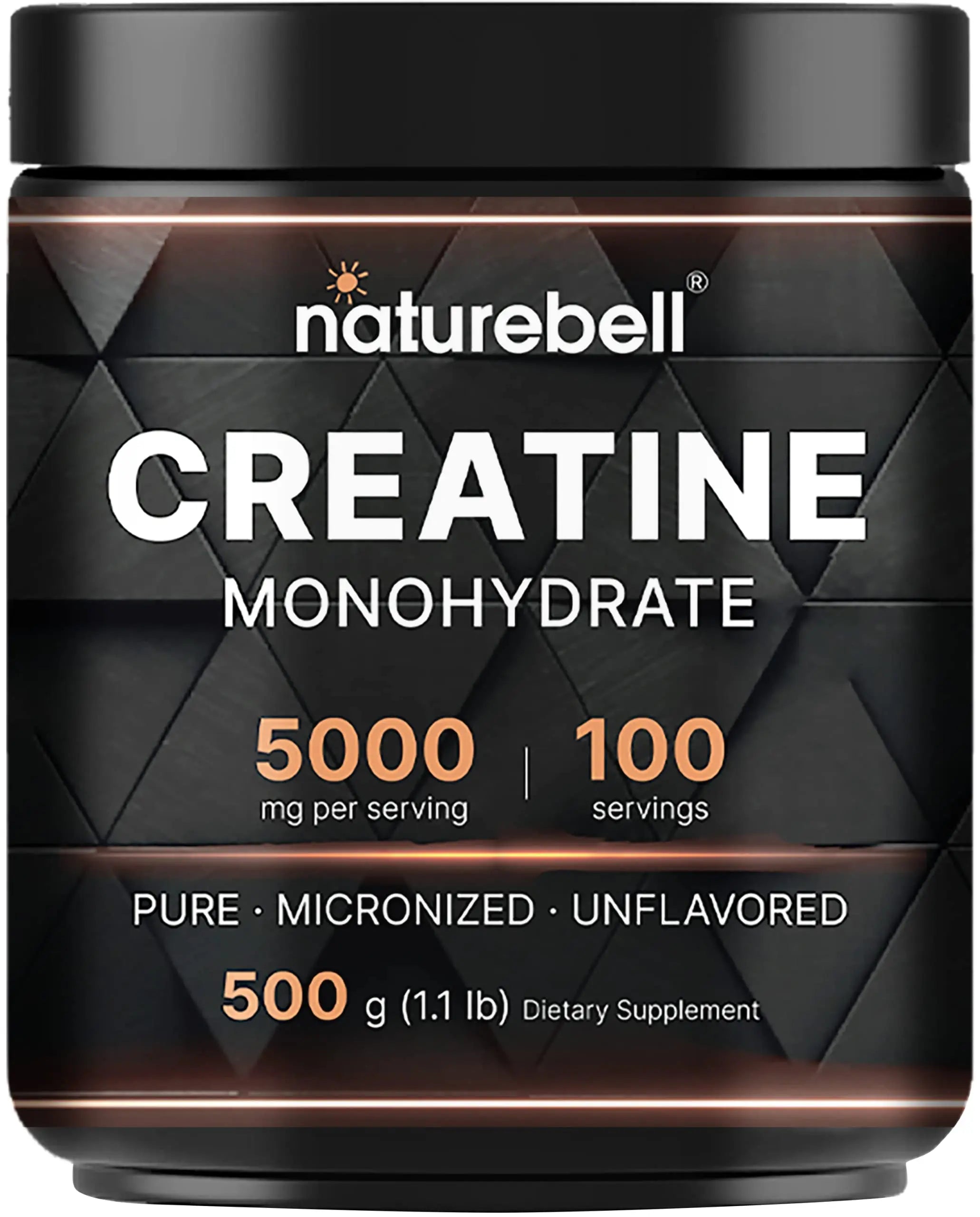 NatureBell Creatine Monohydrate Powder 500 Grams, 5000mg Per Serving, Pure Unflavored Creatine Powder - Micronized - Pre Workout | Keto | Vegan | Dissolves Easy | Filler Free - 100 Servings (1.1Lb) NatureBell