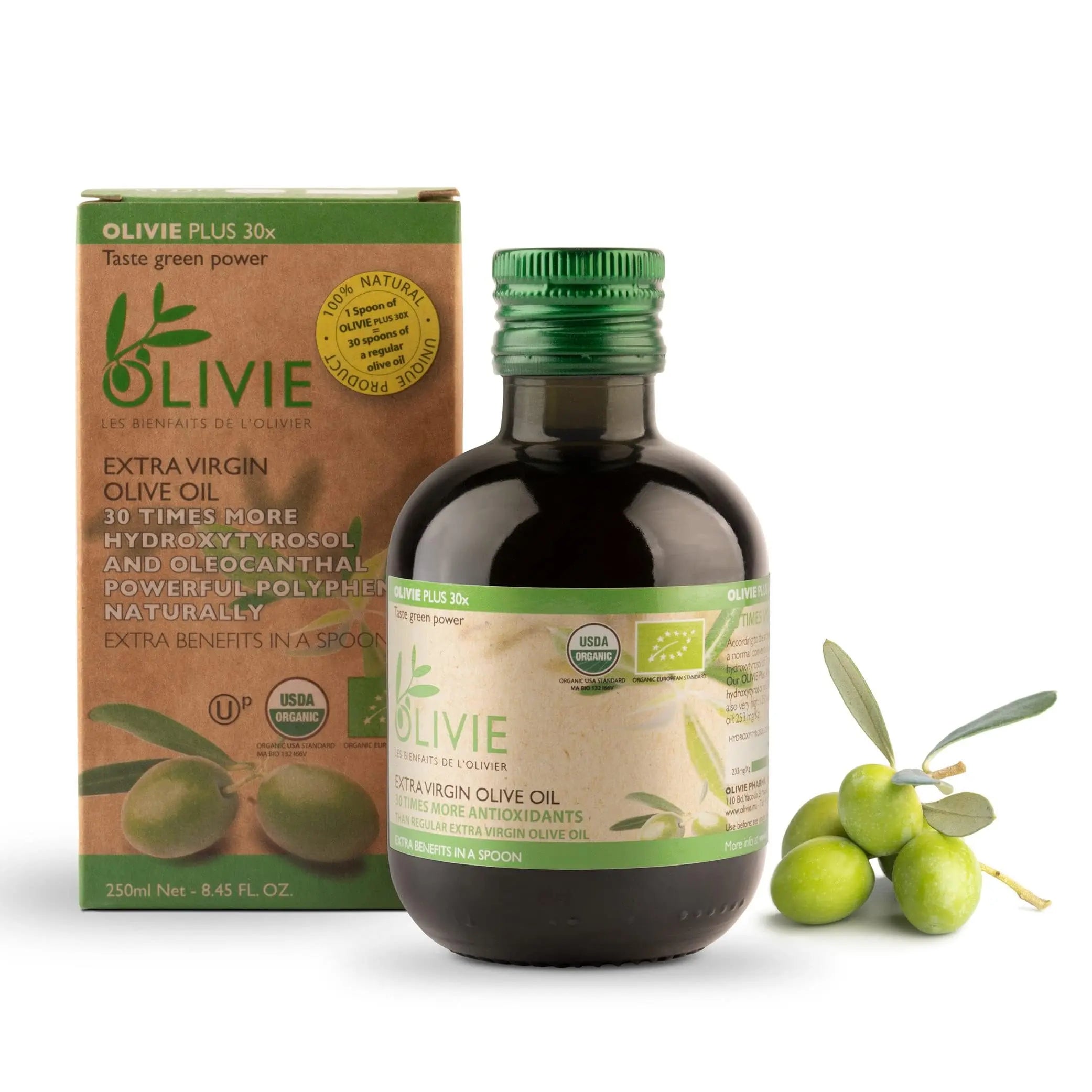 OLIVIE PLUS 30X Organic Extra Virgin Olive Oil - 250ml OLIVIE LES BIENFAITS DE L'OLIVIER