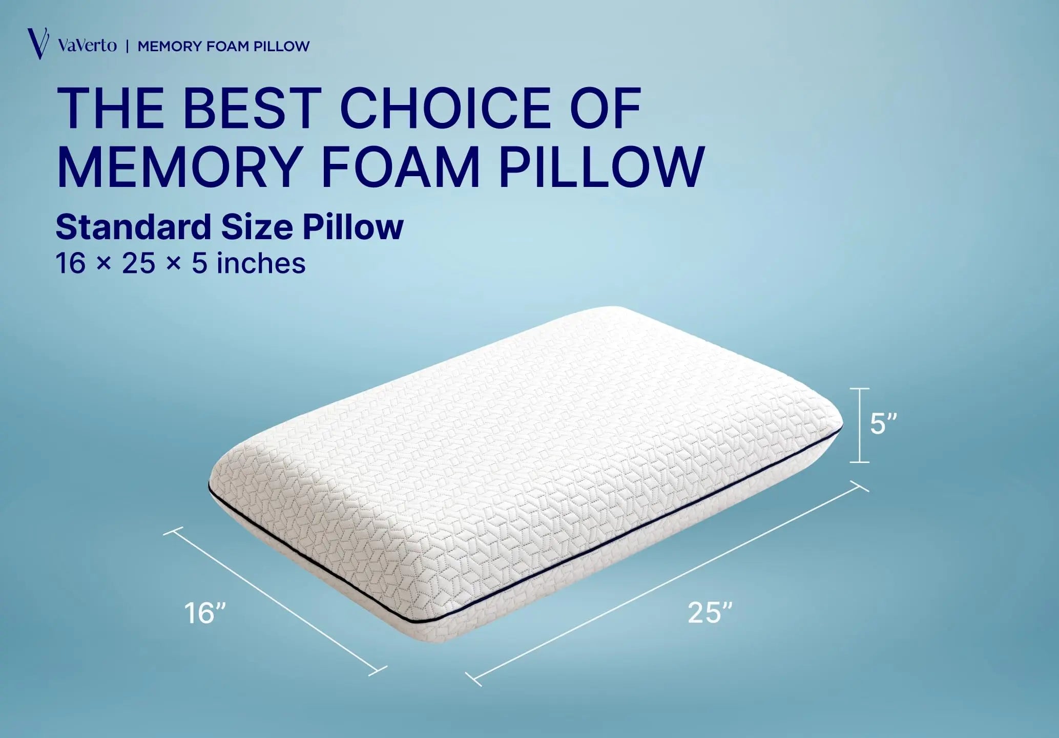 Vaverto Gel Memory Foam Pillow - Standard Size Vaverto