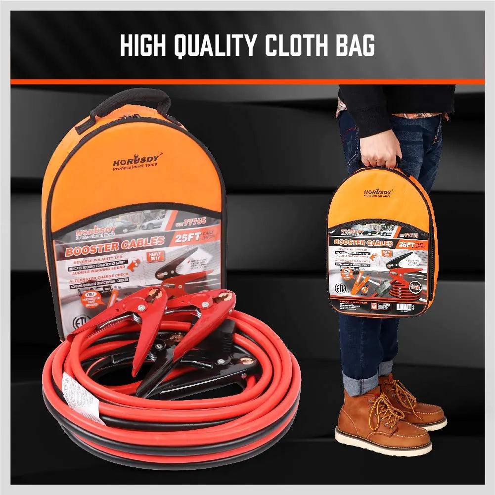 HORUSDY 25FT Heavy Duty 1-Gauge 800A Jumper Cables with Reverse Polarity Protection HORUSDY