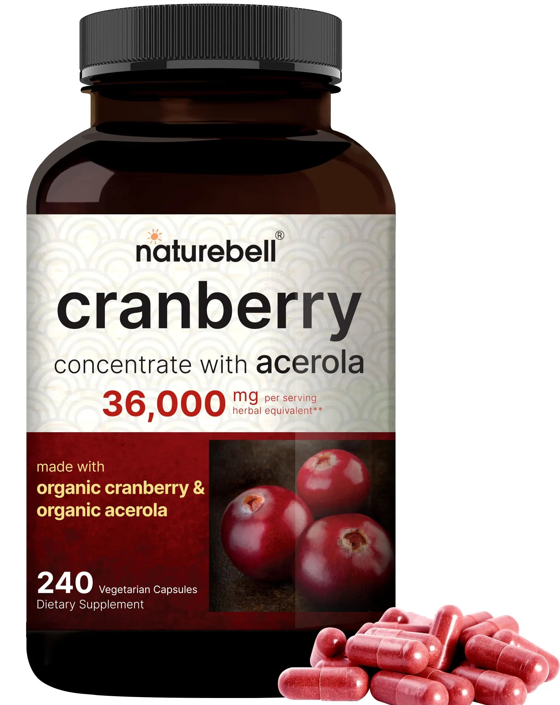 Cranberry Pills 36,000mg + Acerola | 240 Capsules NatureBell