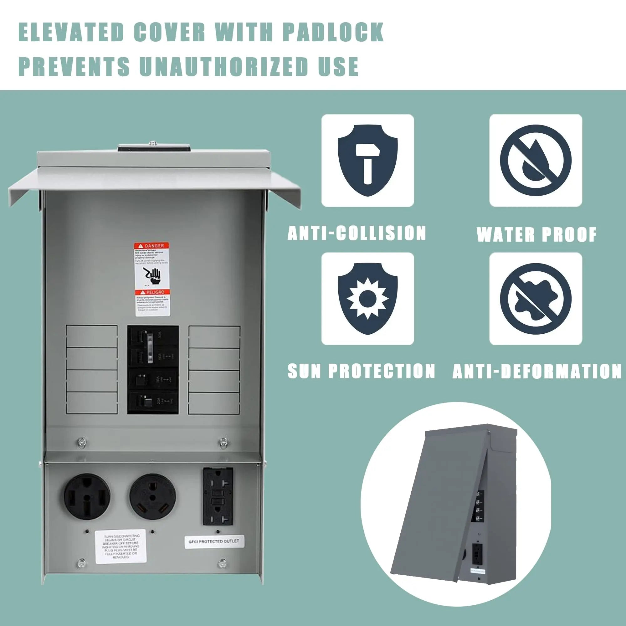 Hiweld Temporary Power Outlet Panel - 20/30/50 Amp RV Electrical Box with Breakers Hiweld