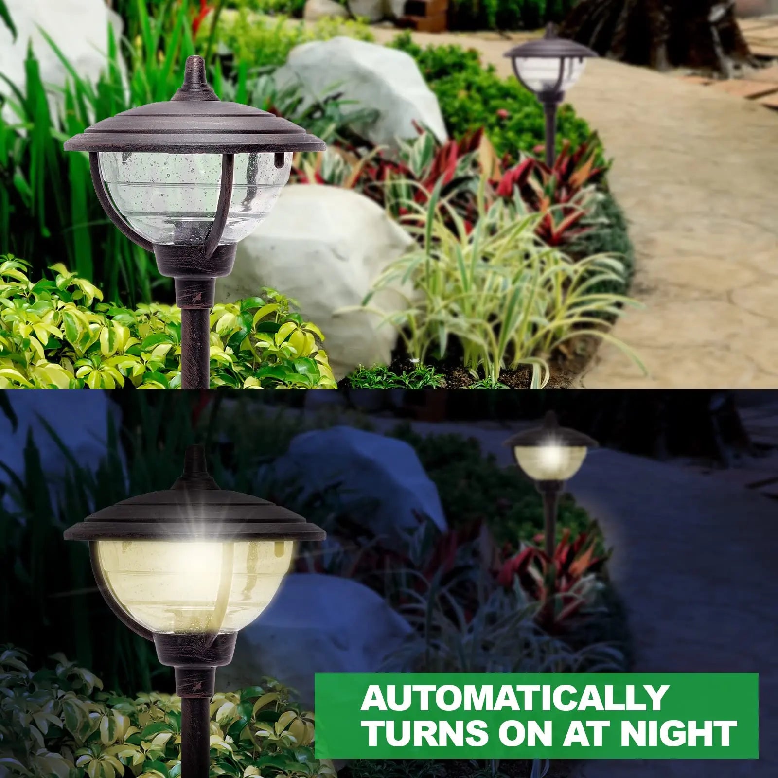 Gtongoko 8 Pack Modern Landscape Pathway Lights - Palace Bronze Finish GreenLighting