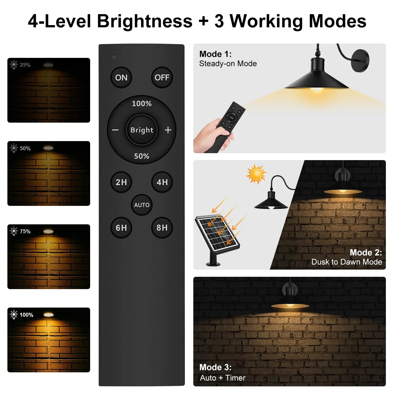 Solar Gooseneck Barn Light with Remote, Dual Color Temps Allto Solar