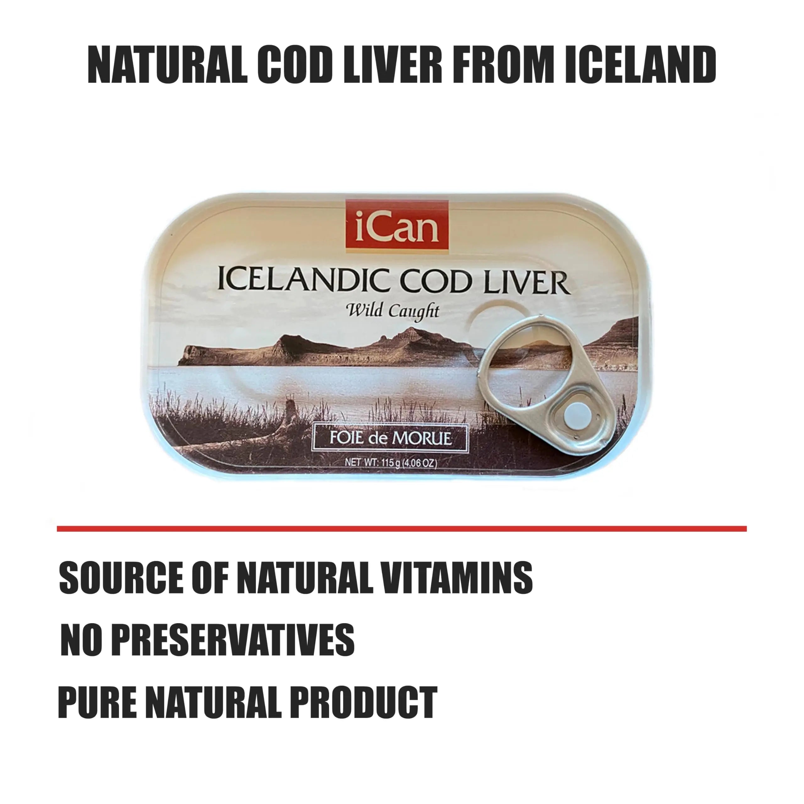 Icelandic Wild Caught Cod Liver (Foie de Morue) - 4oz Slices, Pack of 12 ICAN