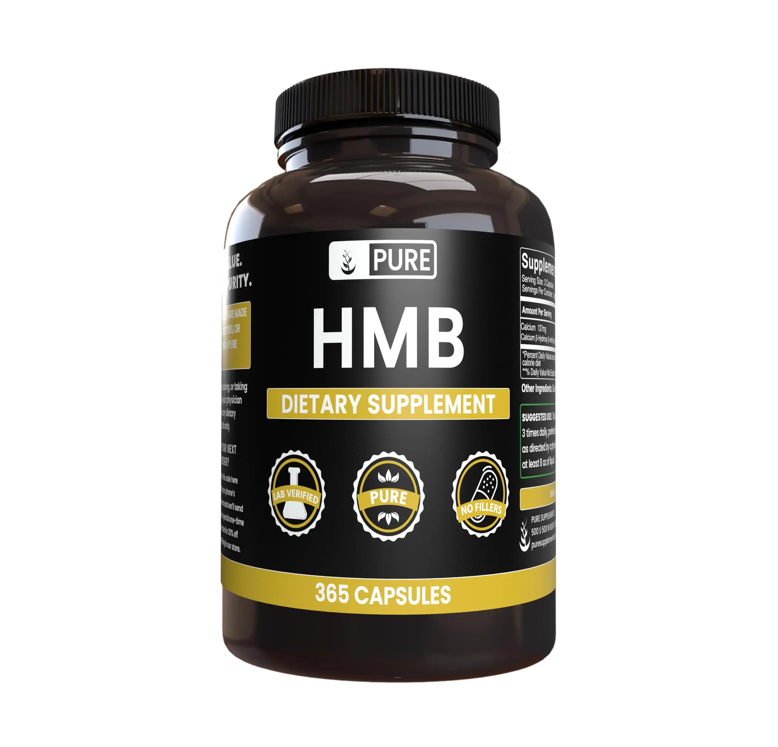 Pure Original Ingredients HMB (365 Capsules) No Magnesium Or Rice Fillers, PURE ORIGINAL INGREDIENTS