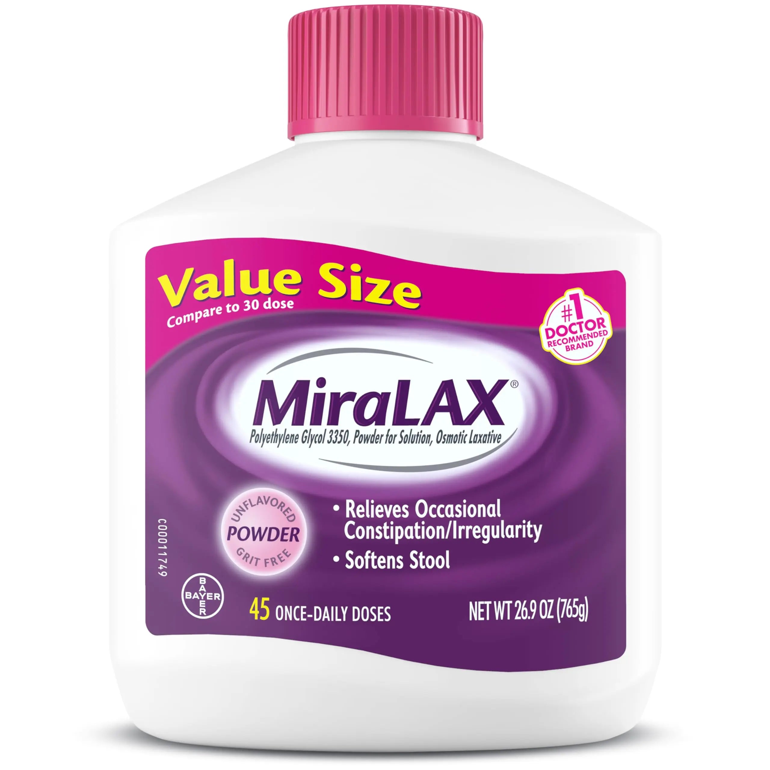 MiraLAX Laxative Powder - Gentle Constipation Relief, PEG 3350 MiraLAX