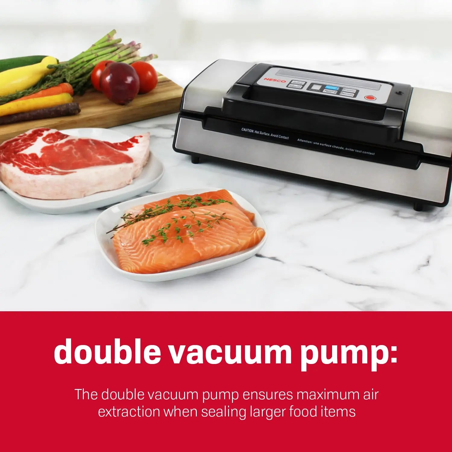 Nesco Deluxe Vacuum Sealer VS-12 - 130 Watts, Compact & Versatile Nesco