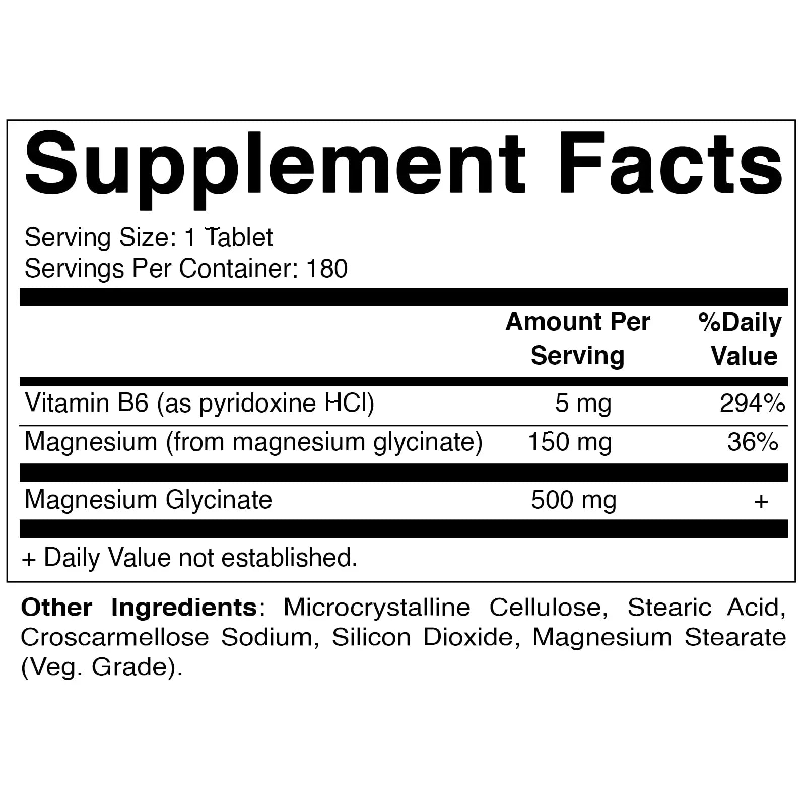 Vitamatic Magnesium Glycinate 500mg - 2 Packs of 180 Veg Tablets with B6 Vitamatic