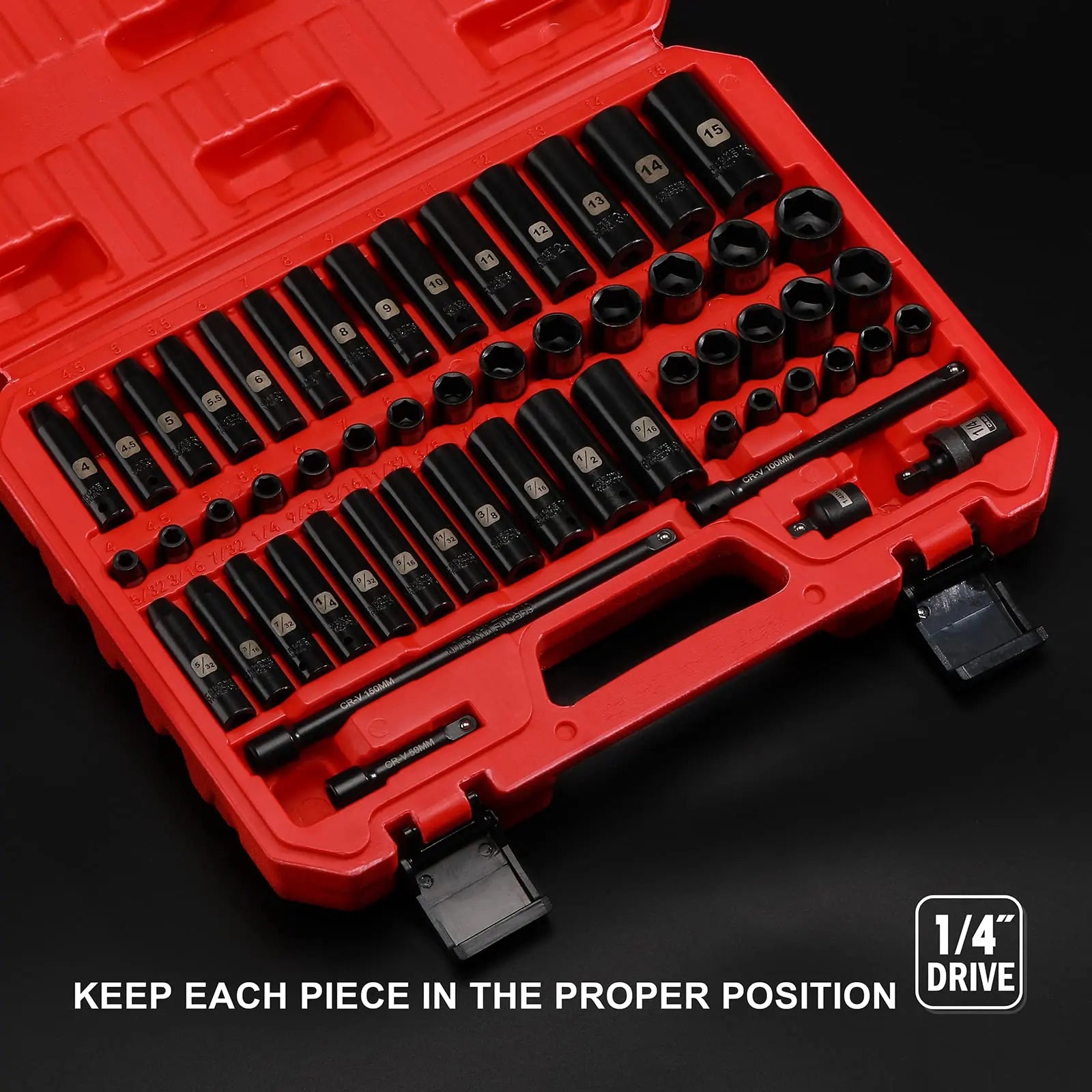 EMENTOL 55PCS 1/4" Drive Impact Socket Set - Deep & Shallow, EMENTOL