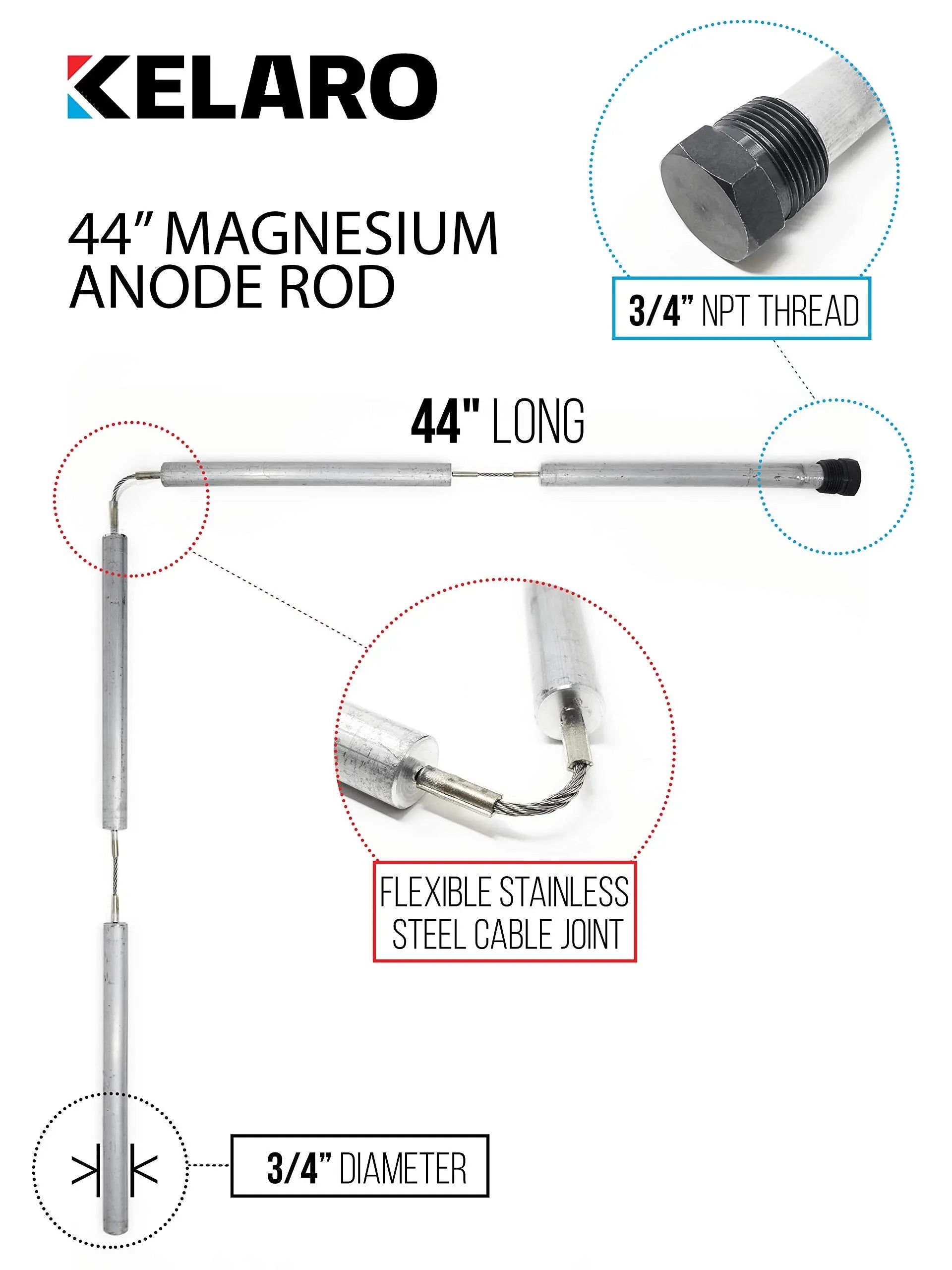 Flexible Magnesium Anode Rod - Universal Fit for Water Heaters Kelaro