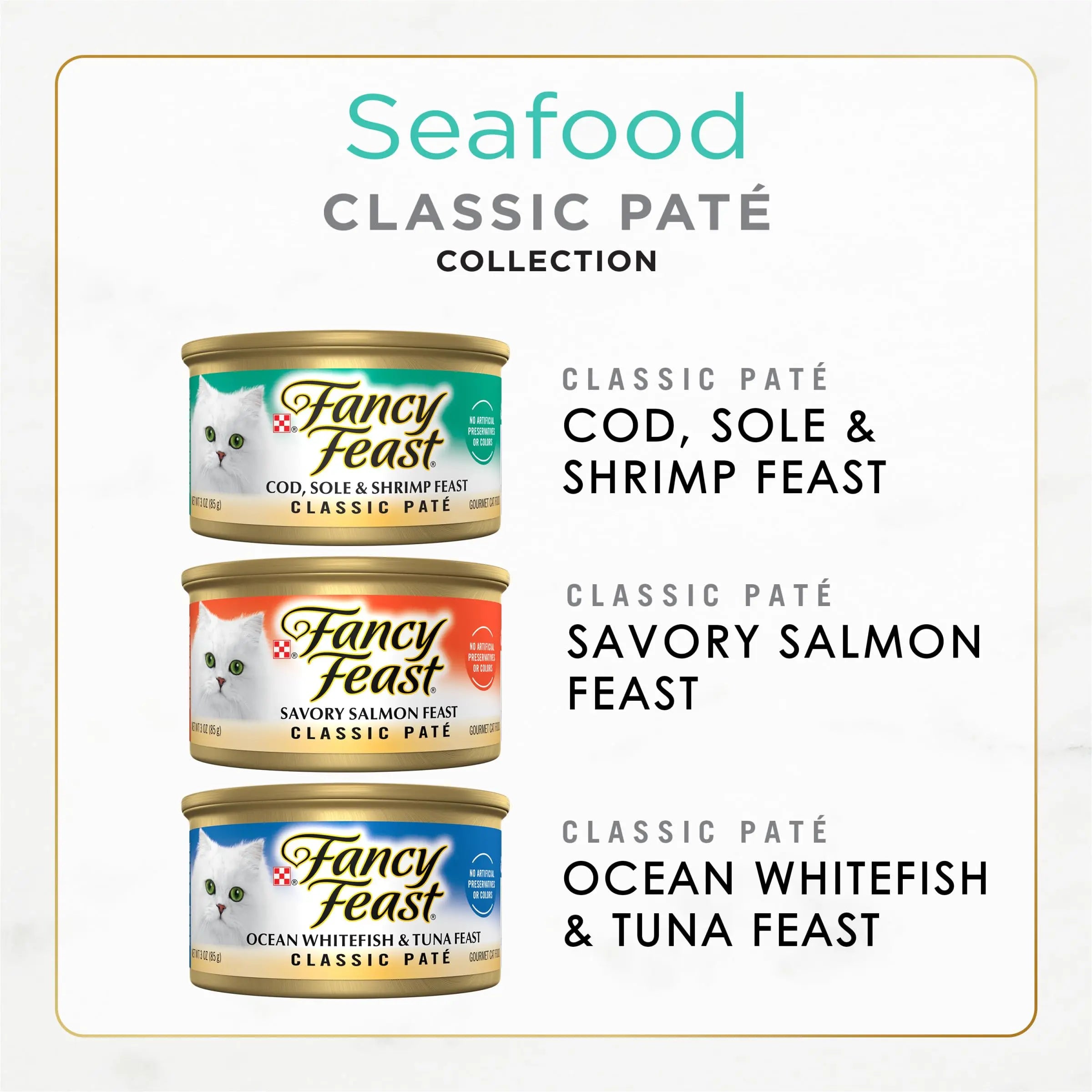 Purina Fancy Feast Seafood Classic Pate Collection – Grain Free Wet Cat Food Purina