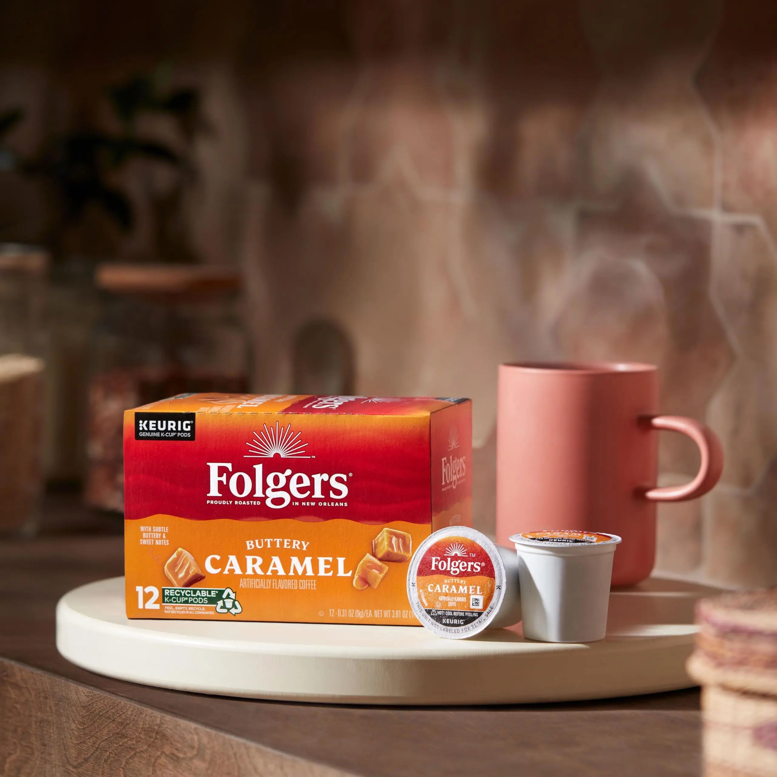 Folgers Buttery Caramel Flavored Coffee, 72 Keurig K-Cup Pods Folgers