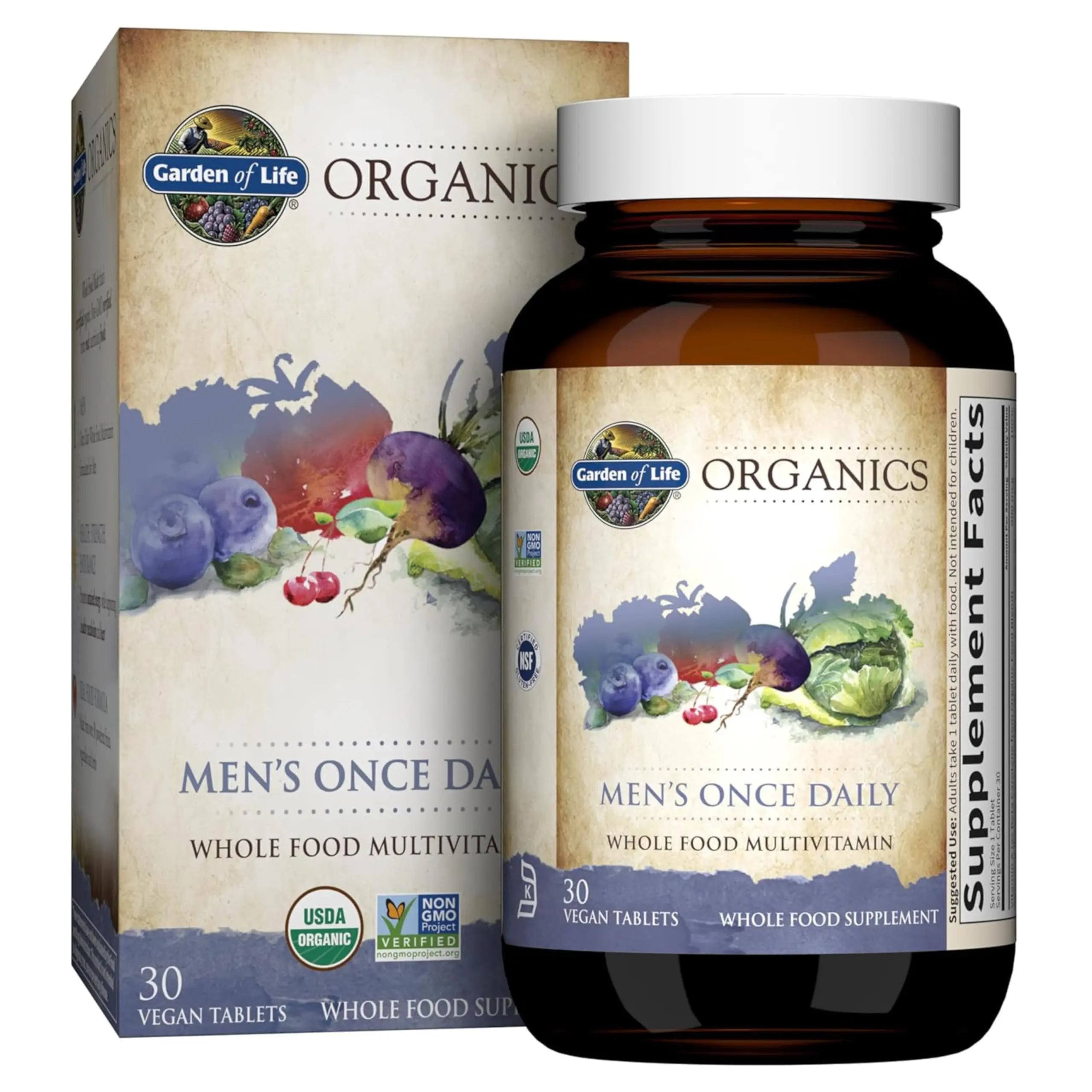 Garden of Life Men's Once Daily Multivitamin - Vegan, 30 Tablets Garden of Life