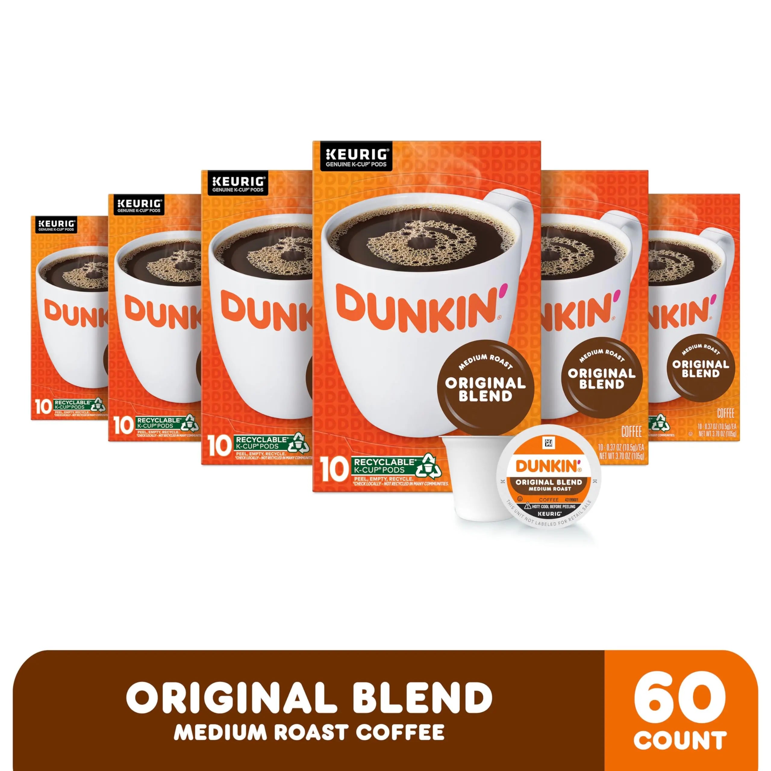 Dunkin' Original Blend Medium Roast Coffee, 60 Keurig K-Cup Pods Dunkin' Donuts