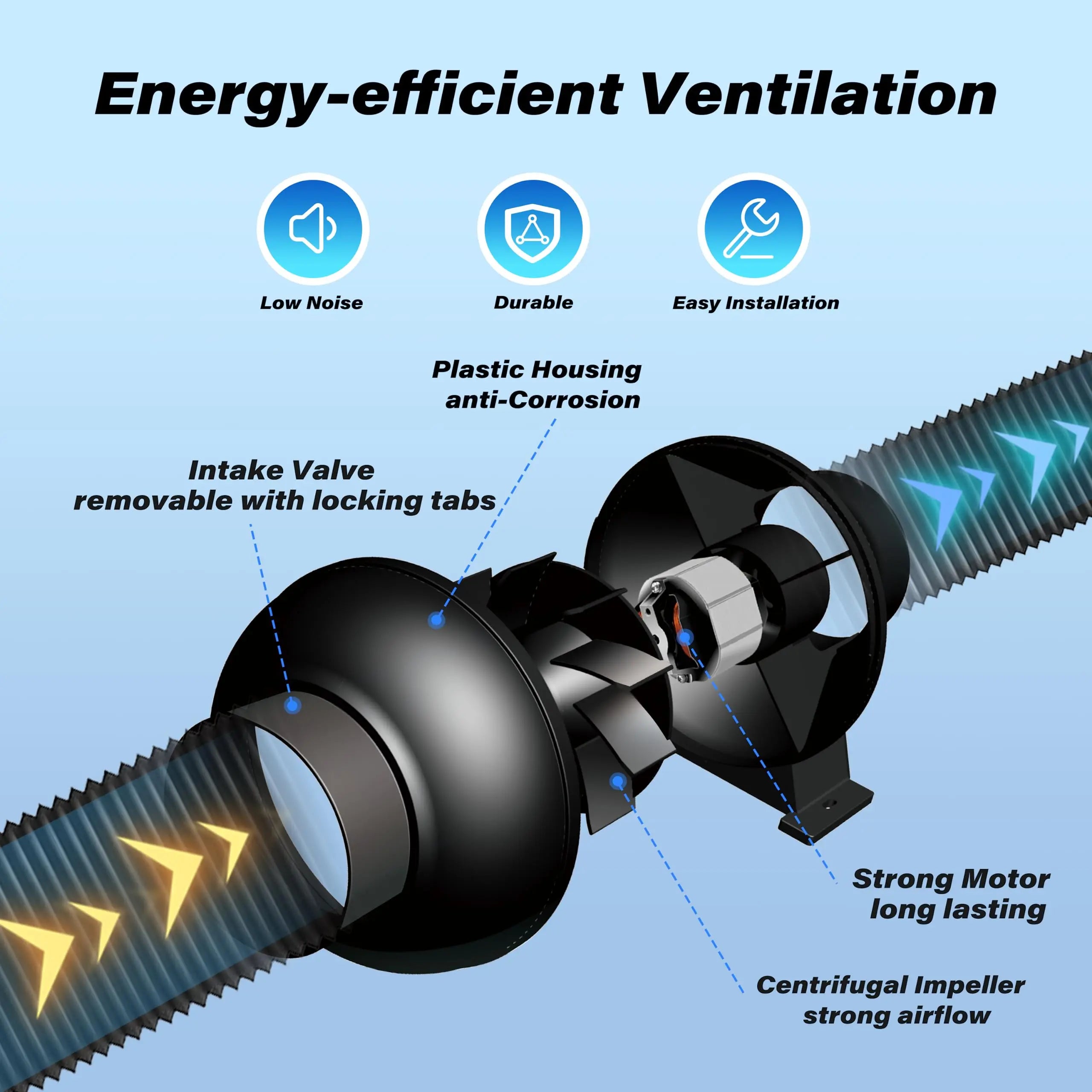 HealSmart 4-Inch 195 CFM Exhaust Inline Duct Fan for Grow Tents HealSmart