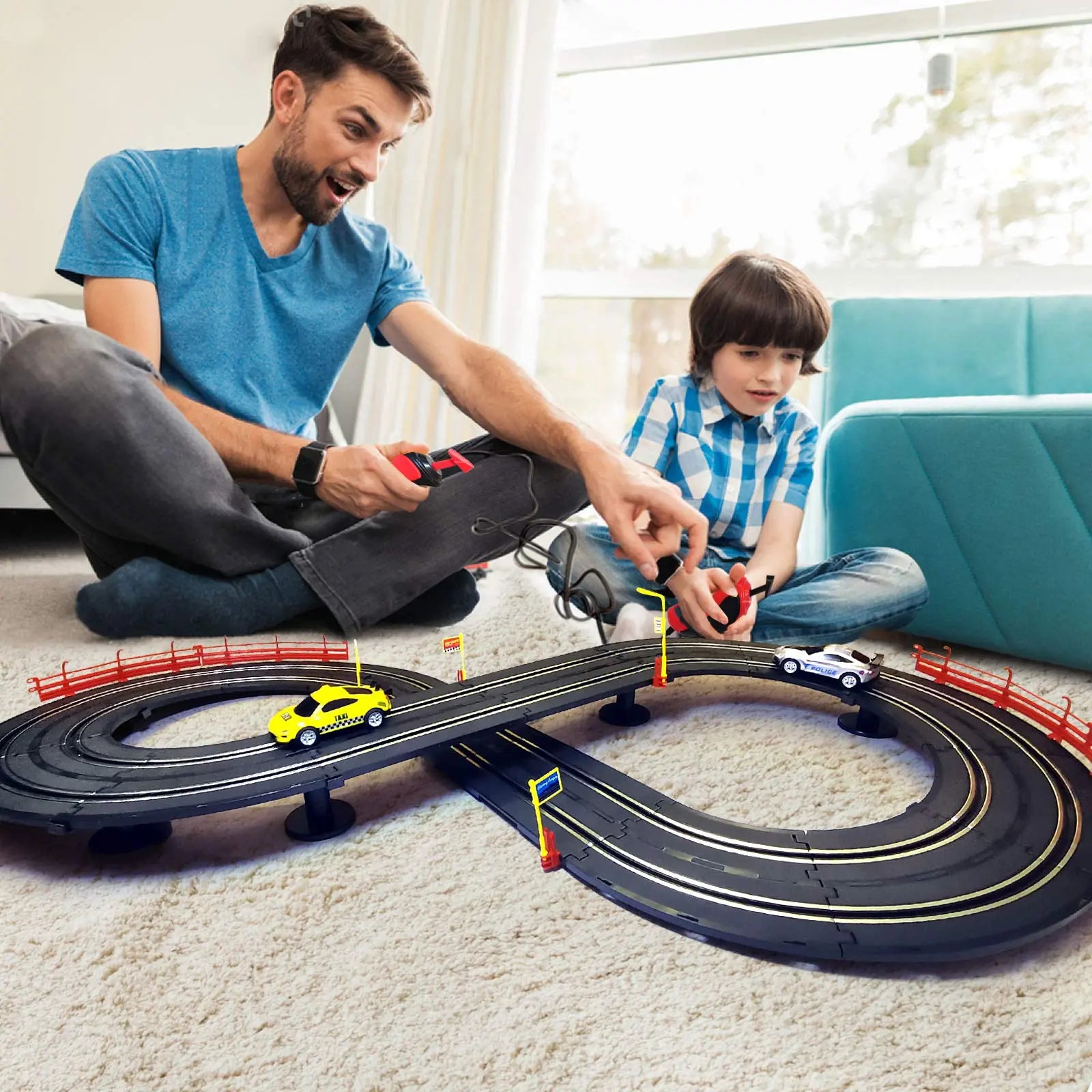 DRONEEYE 1:43 Scale Slot Car Race Track - High-Speed Dual Racing Set for Kids DRONEEYE