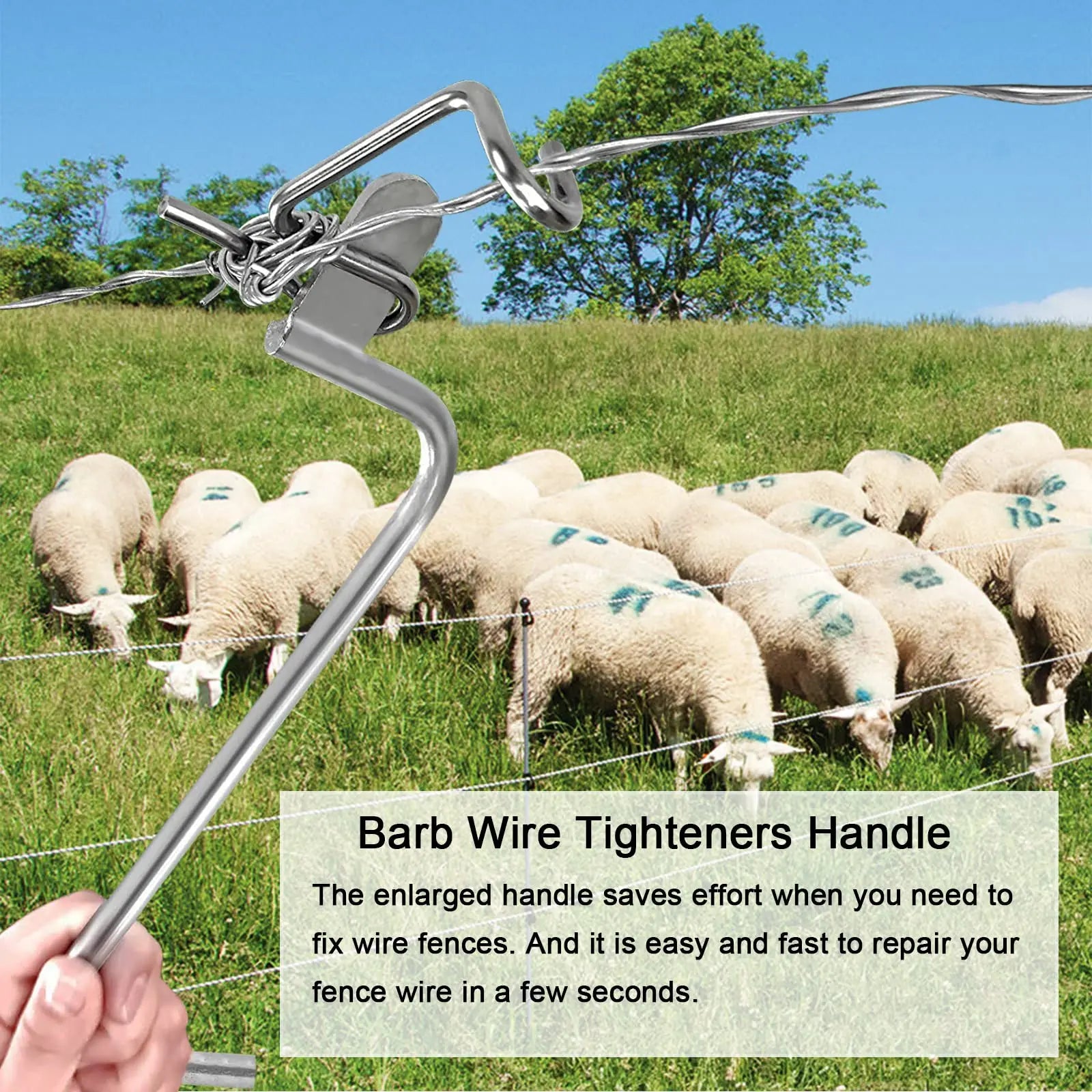 YUUCOO Fence Wire Tightener with Handle - Fast & Durable Barb Wire Tensioning Tool YUUCOO