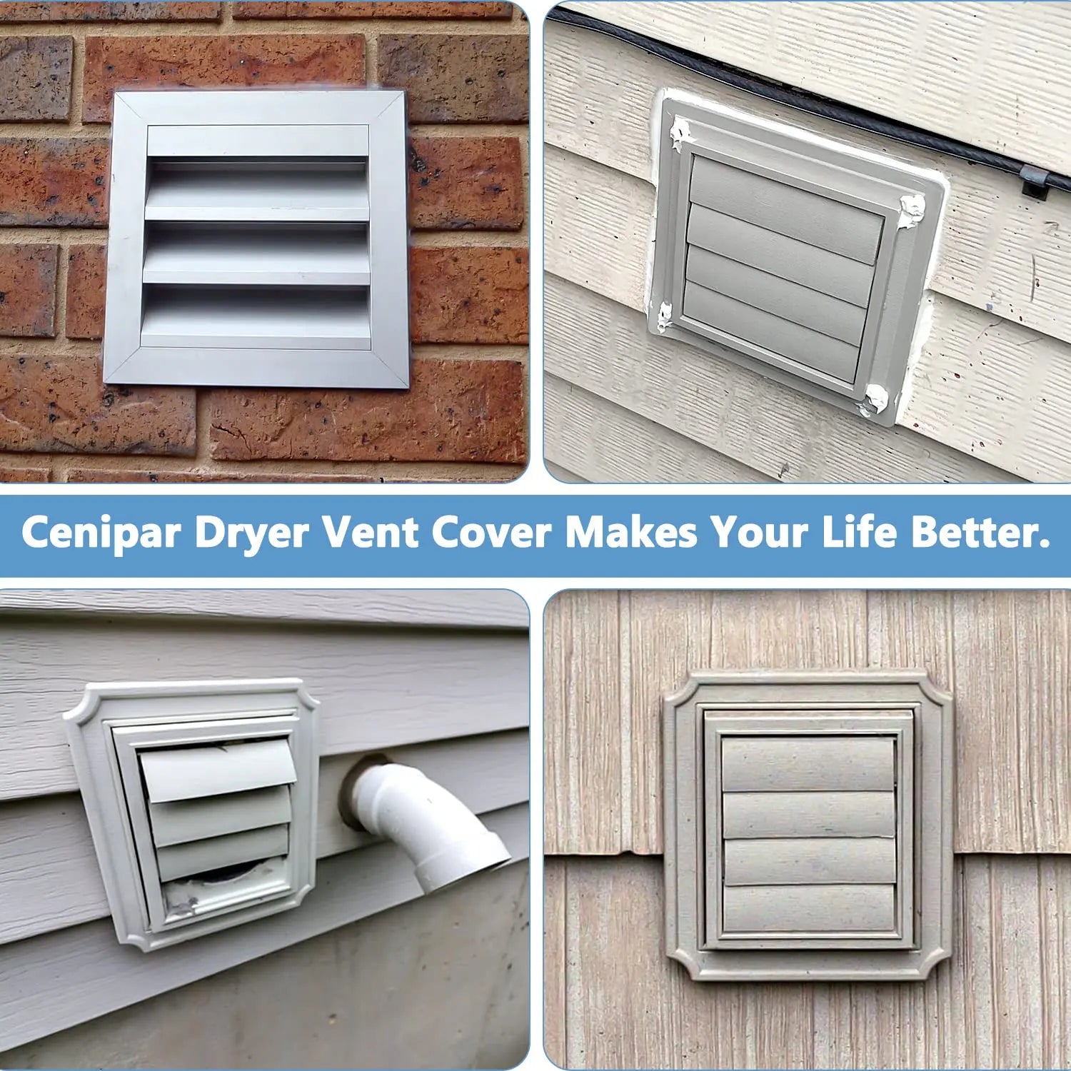 Cenipar 6'' Stainless Steel Dryer Vent Cover with Flap & Screen Cenipar