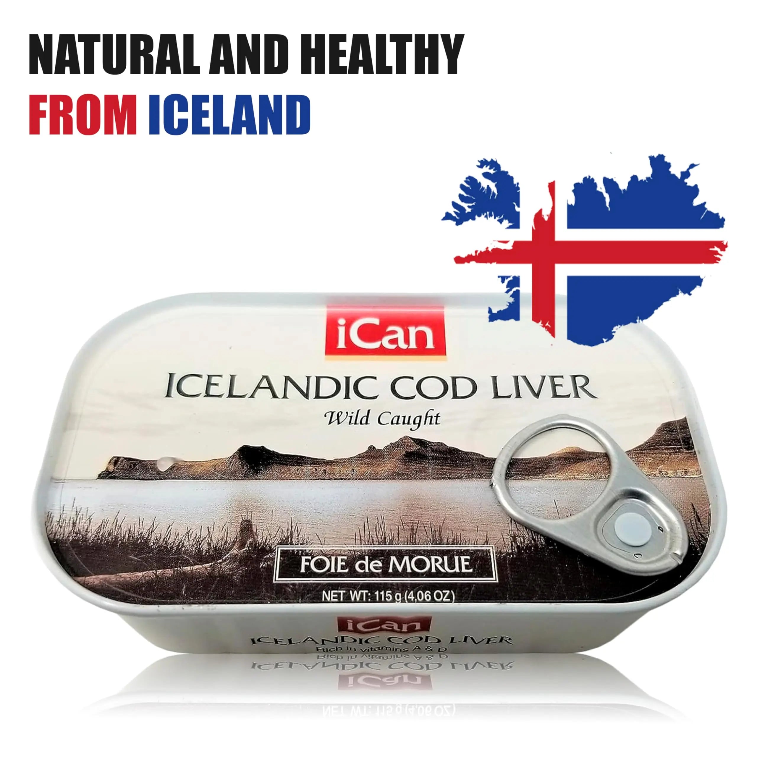 Icelandic Wild Caught Cod Liver (Foie de Morue) - 4oz Slices, Pack of 12 ICAN