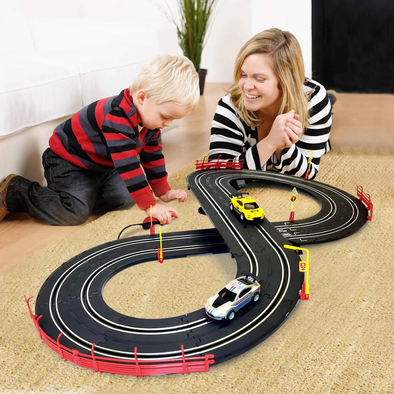 DRONEEYE 1:43 Scale Slot Car Race Track - High-Speed Dual Racing Set for Kids DRONEEYE