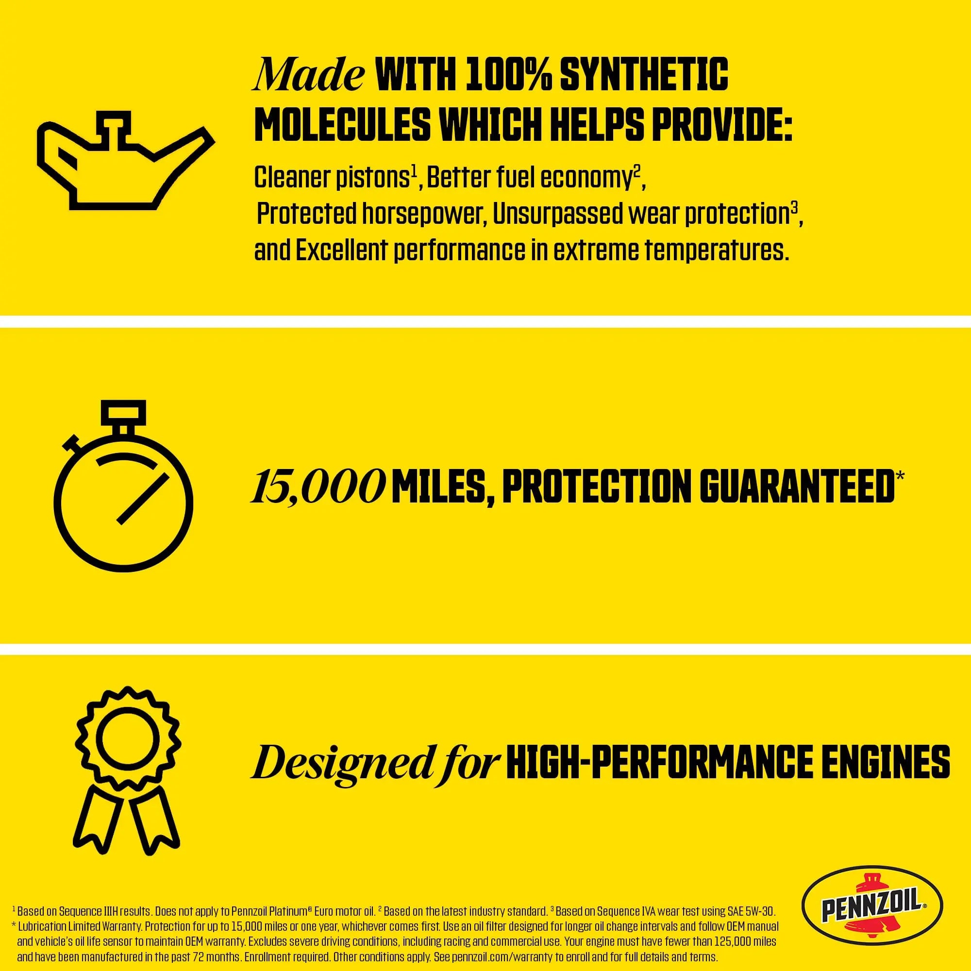 Pennzoil Platinum Full Synthetic 5W-20 Gasoline Engine Oil, 5 Quart Pennzoil