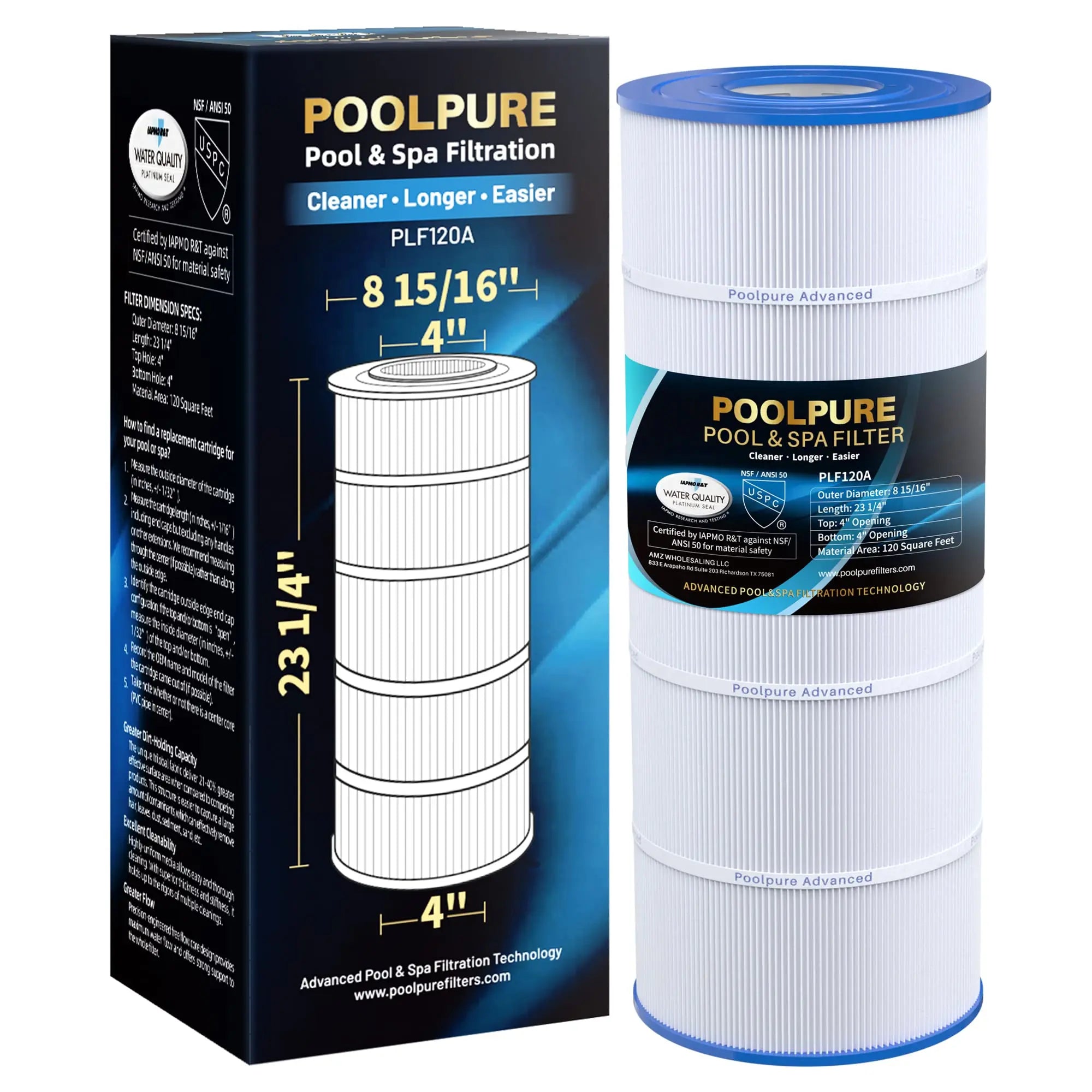 POOLPURE PLF120A Pool Filter Replacement for Hayward C1200, CX1200RE, POOLPURE