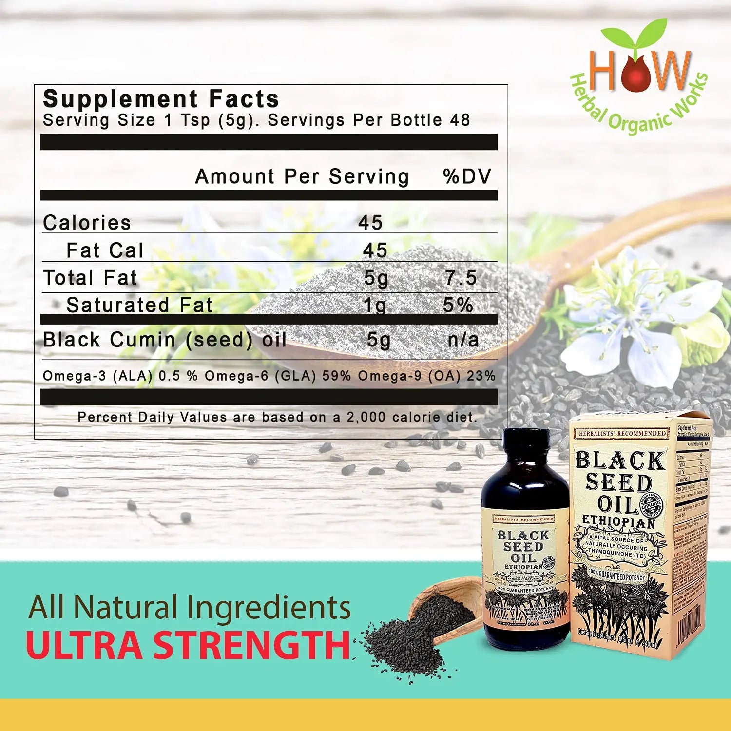 100% Pure Ethiopian Black Seed  – 8oz Cold-Pressed Herbal Organic Works