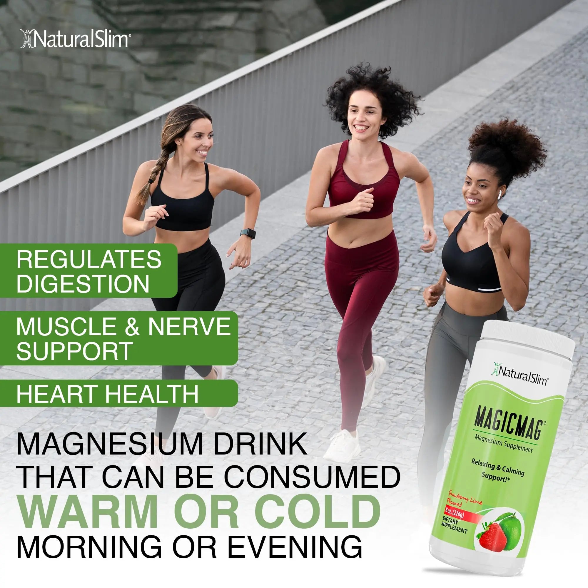 NaturalSlim MagicMag Magnesium Powder - Strawberry Lime - 8oz NaturalSlim