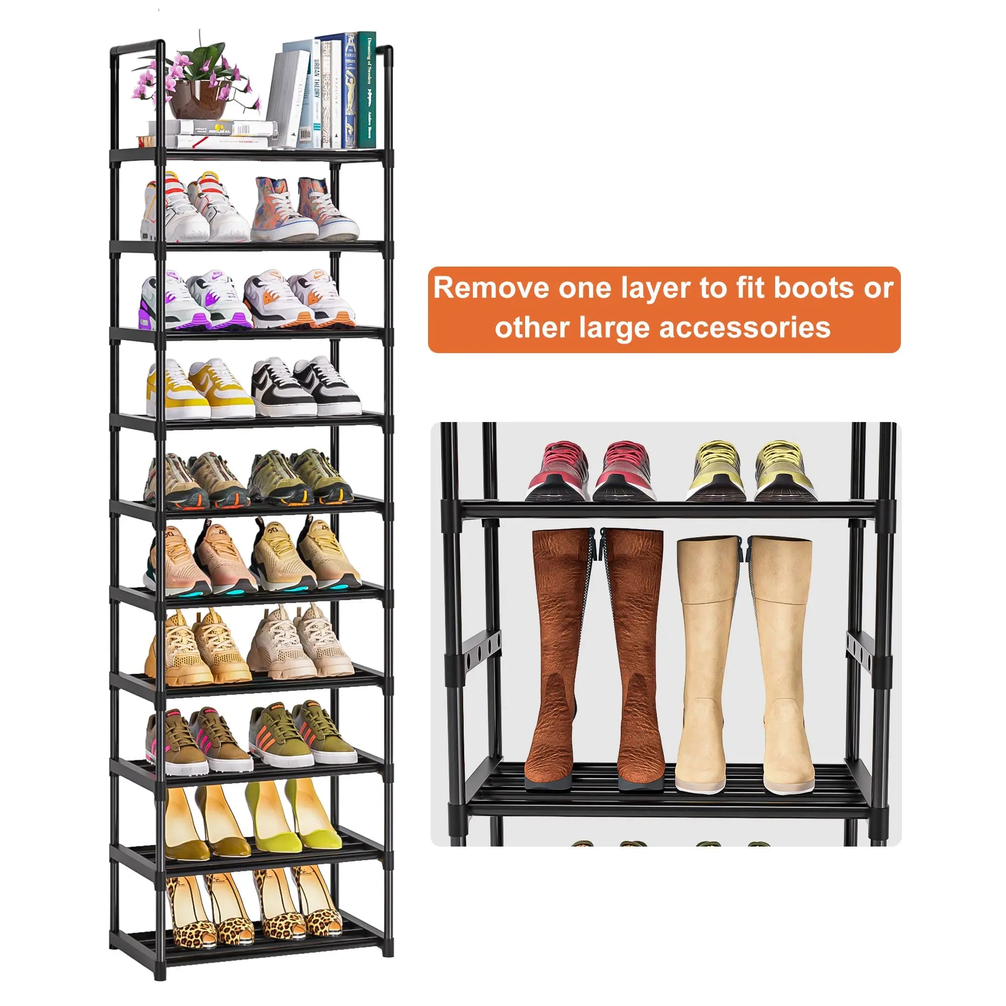 OYREL Shoe Rack, Sturdy Metal Shoe Rack Organizer,Narrow Shoe Rack,Shoe Racks for Closets,Shoes Rack,Shoe Stand,Shoe Shelf OYREL