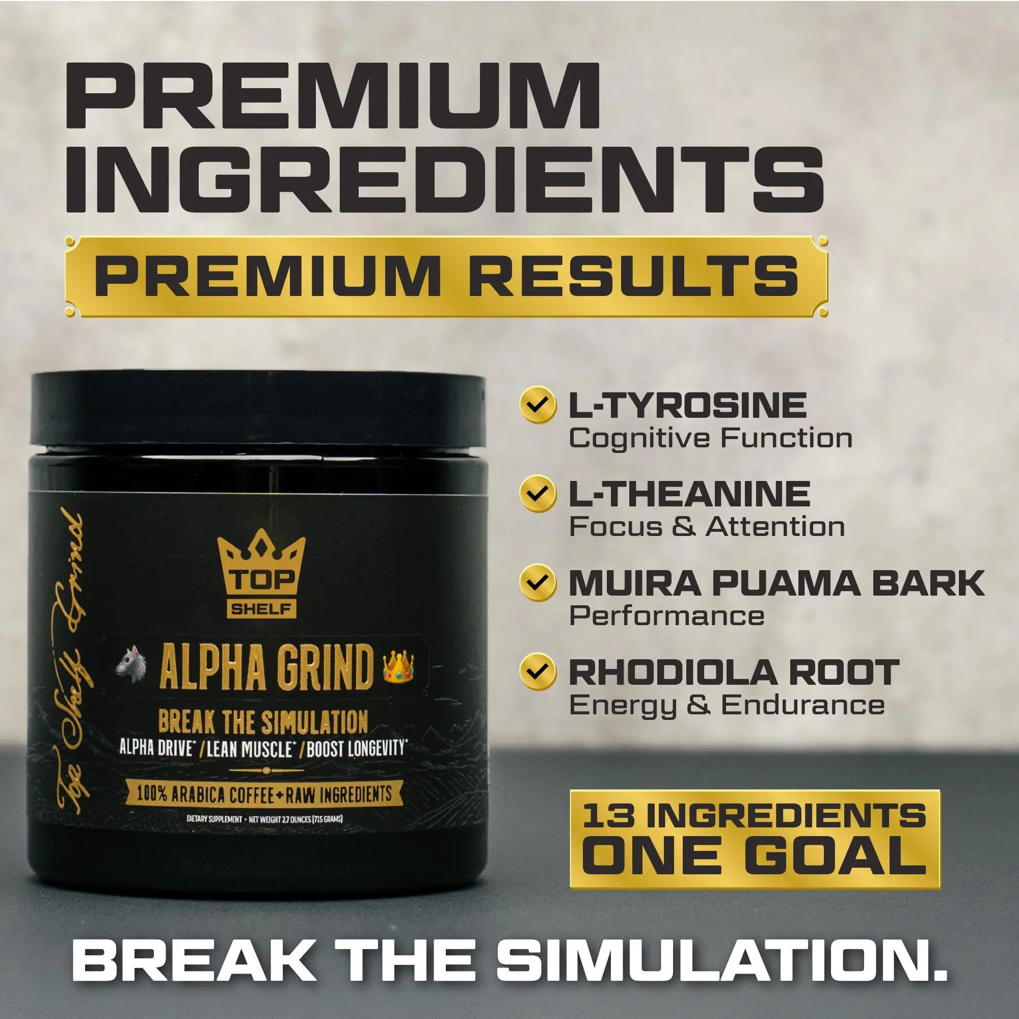 Alpha Grind Instant Maca Coffee – Energy & Focus for Men Join Top Shelf Grind