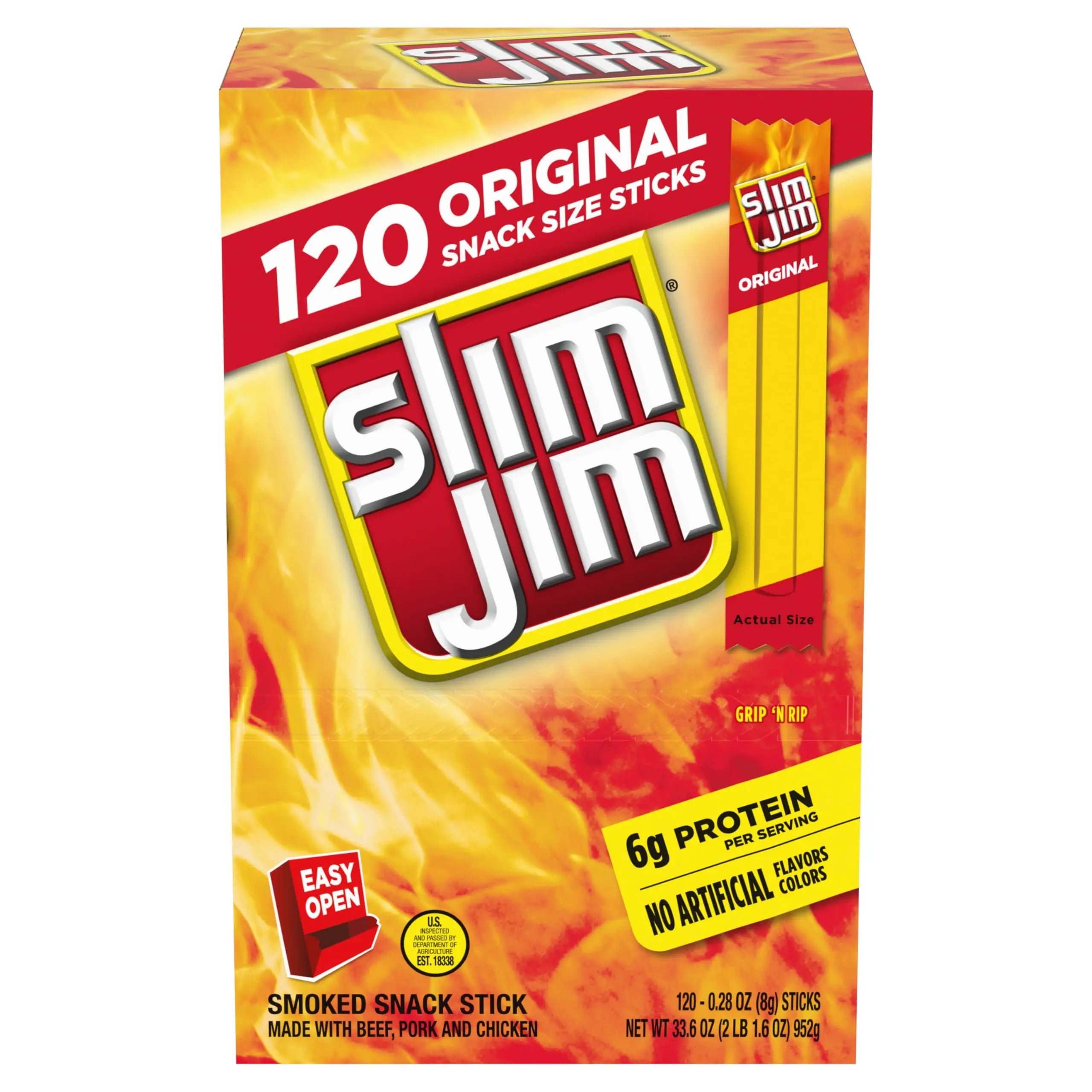 Slim Jim Snack-Sized Smoked Meat Stick - Original Flavor (120-Count) Slim Jim