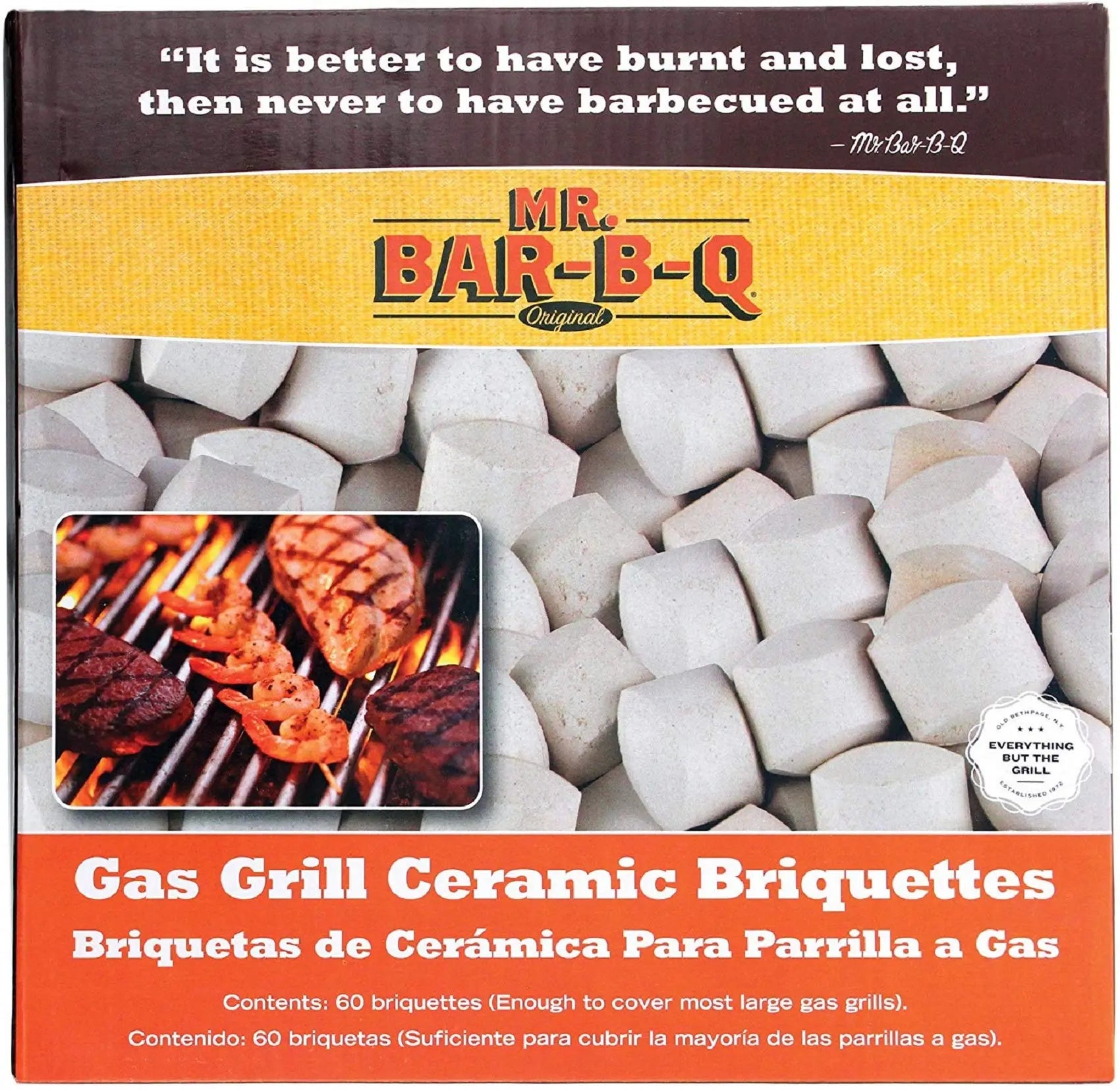 60 Count Ceramic Gas Grill Briquettes by Mr. Bar-B-Q - Self-Cleaning Mr. Bar-B-Q