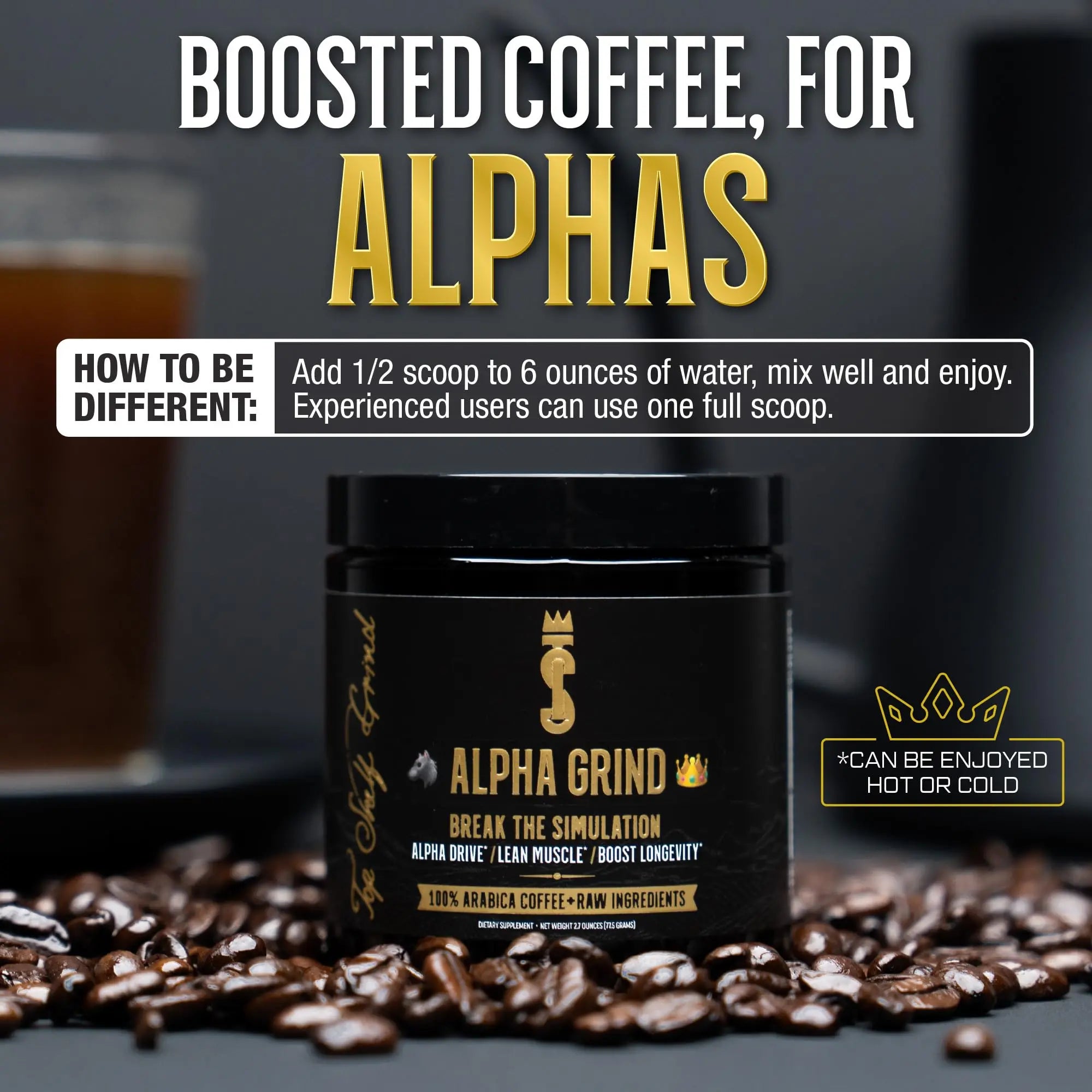 Alpha Grind Instant Maca Coffee – Energy & Focus for Men Join Top Shelf Grind