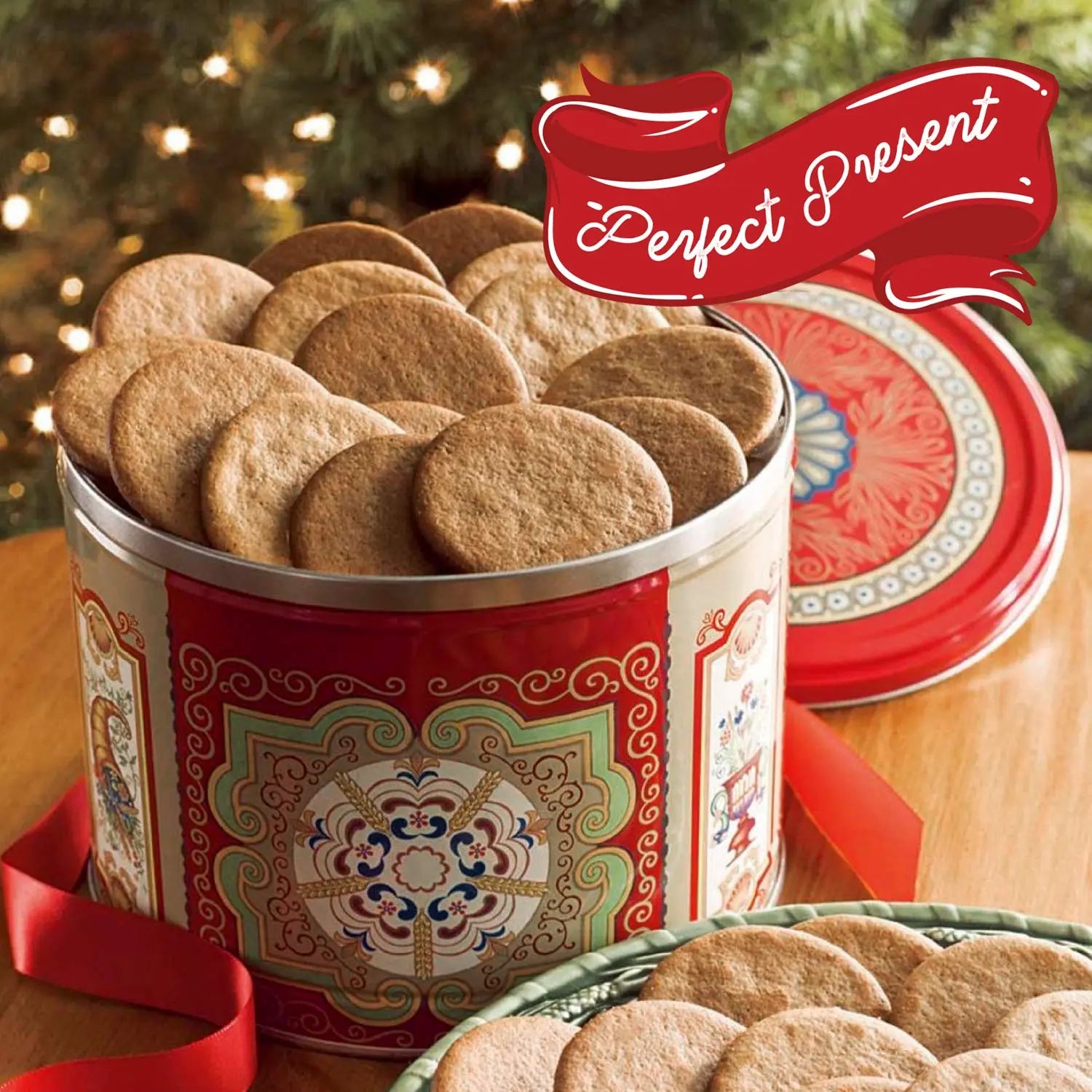 Nyakers Gingerbread Snaps Cookie Tin, Finest Ginger Snaps Original Flavor Swedish Cookie, 750 g - 26.45 oz - 1.65 lbs, With Protective Insert Nyakers