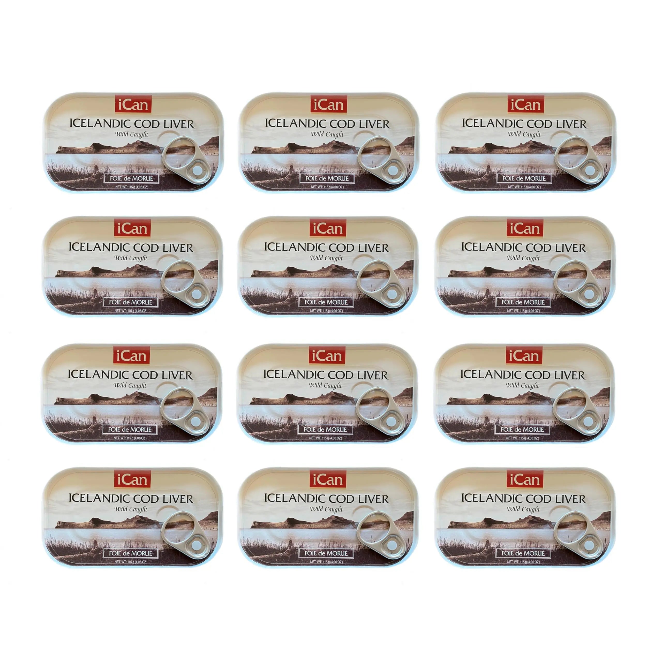 Icelandic Wild Caught Cod Liver (Foie de Morue) - 4oz Slices, Pack of 12 ICAN