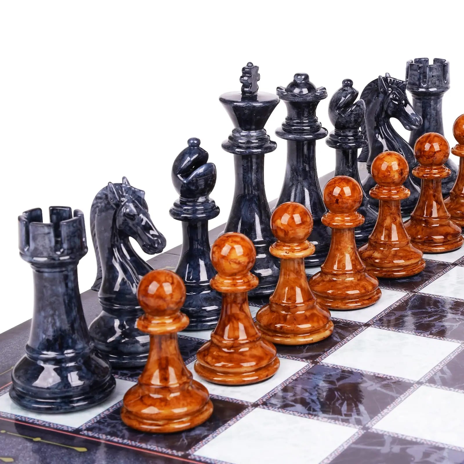 18.5" Folding Chess Set with Zinc Alloy Pieces – Travel-Friendly Design GenJuw