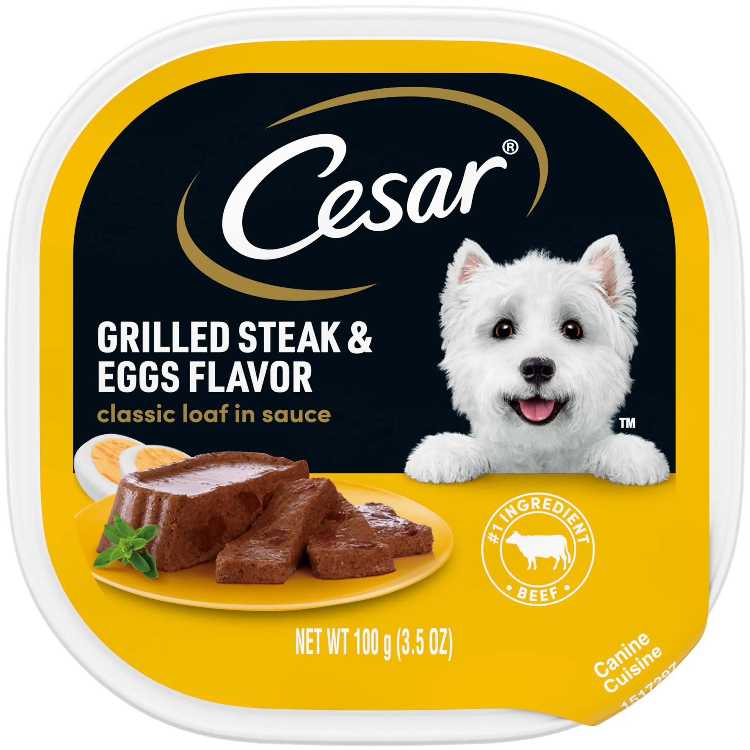 CESAR Adult Wet Dog Food Classic Loaf in Sauce Grilled Steak and Eggs Cesar