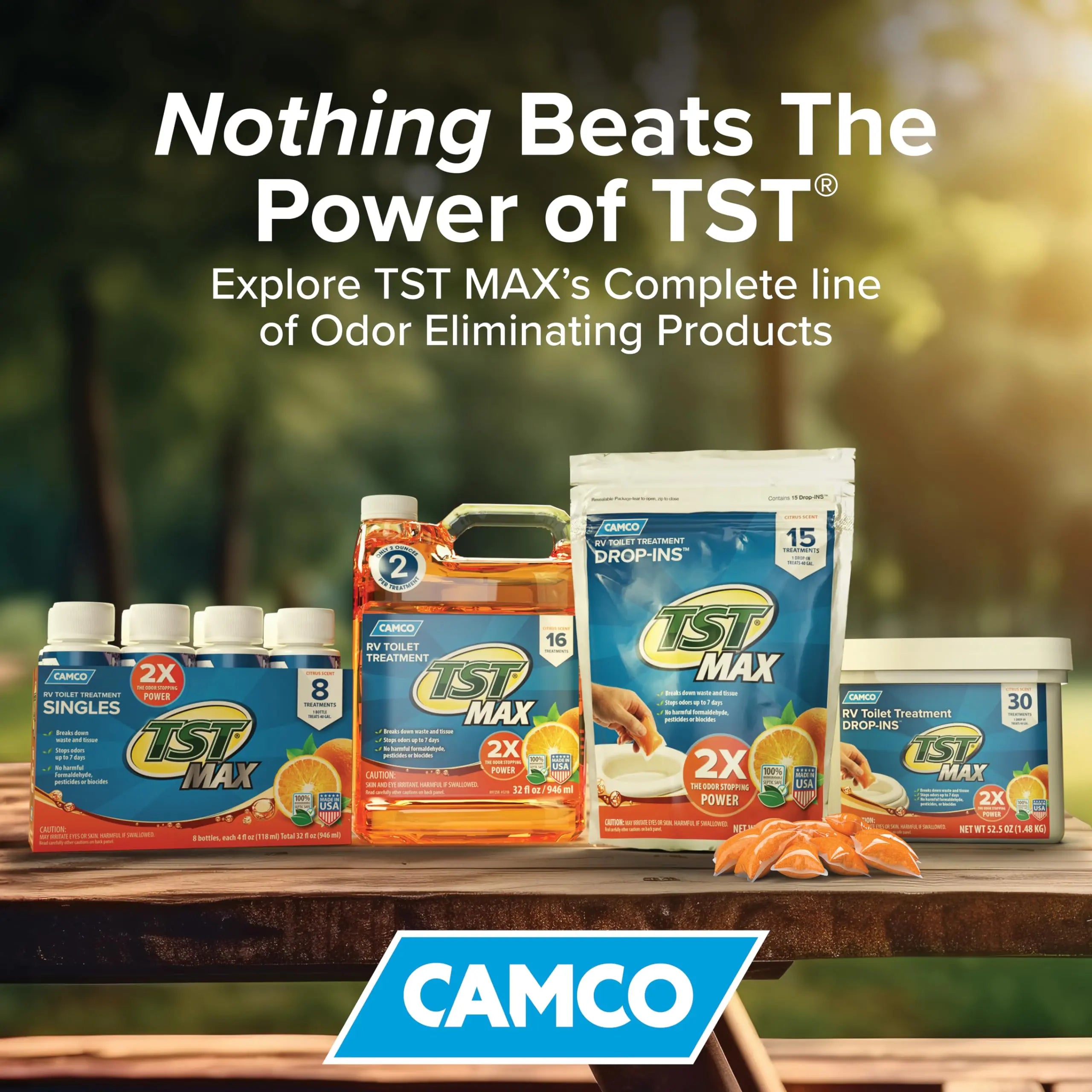 Camco TST MAX RV Toilet Drop-Ins - 30-Pack Citrus Odor Eliminator Camco