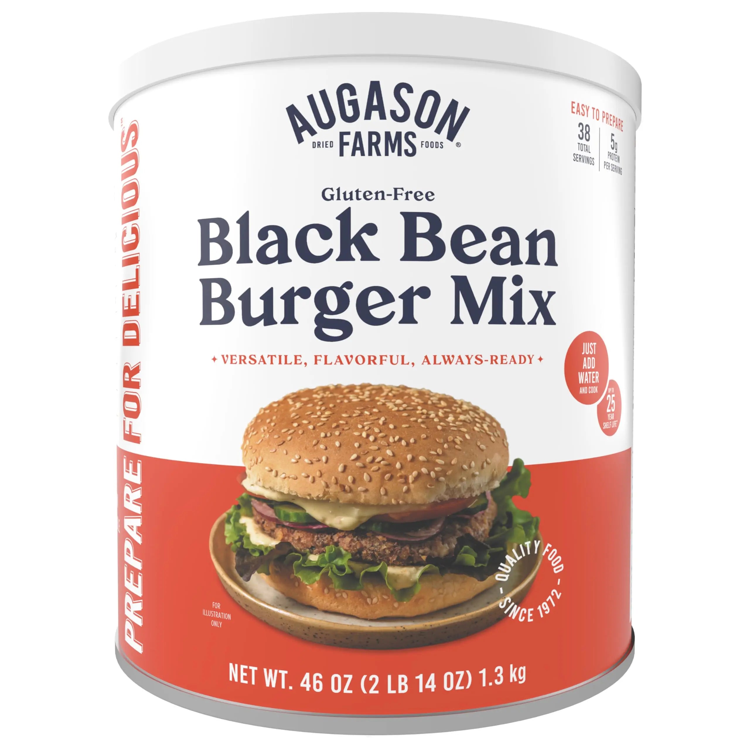 Augason Farms Gluten-Free Black Bean Burger Mix - 38 Servings Augason Farms