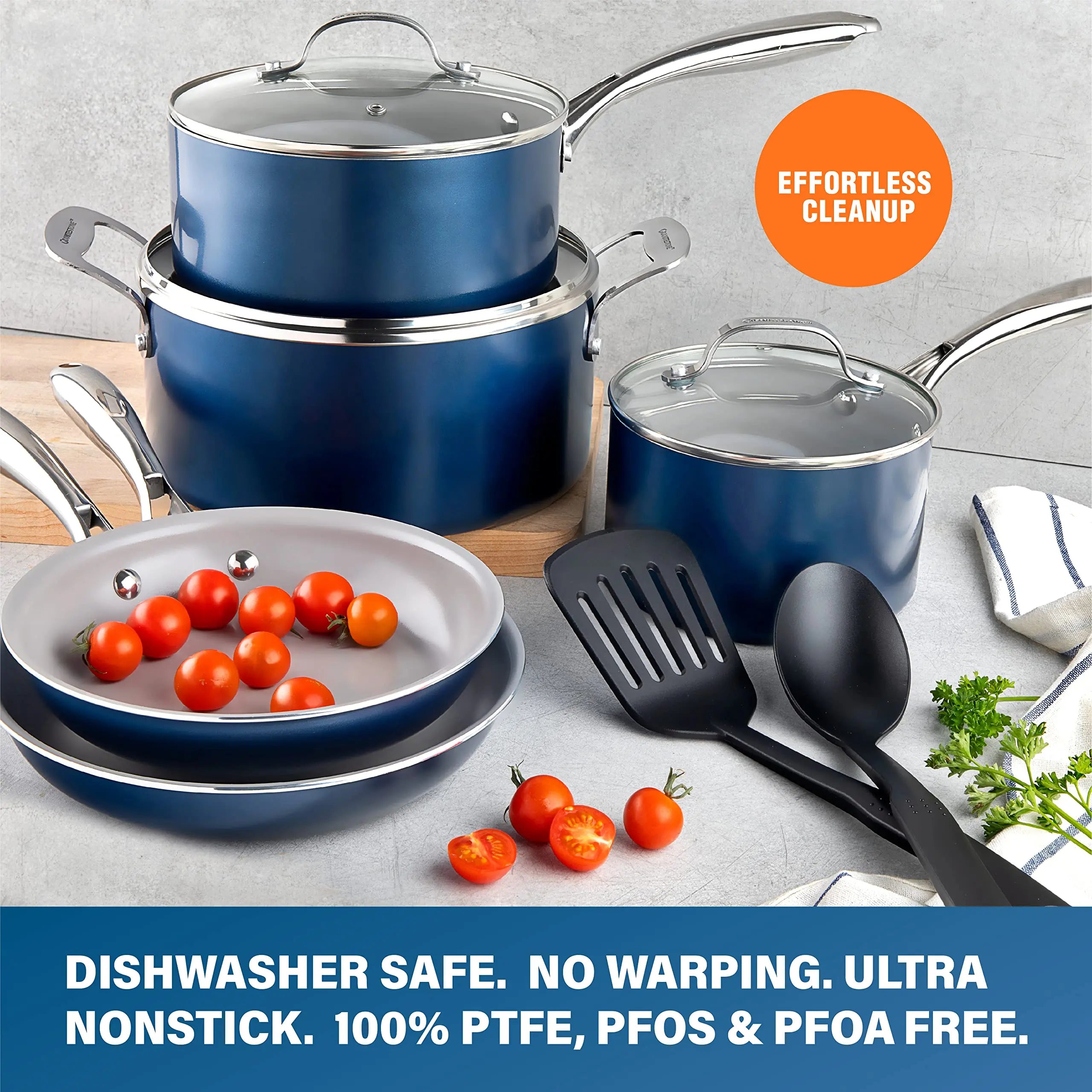 Granitestone 10-Piece Nonstick Cookware Set - Navy Blue Granitestone