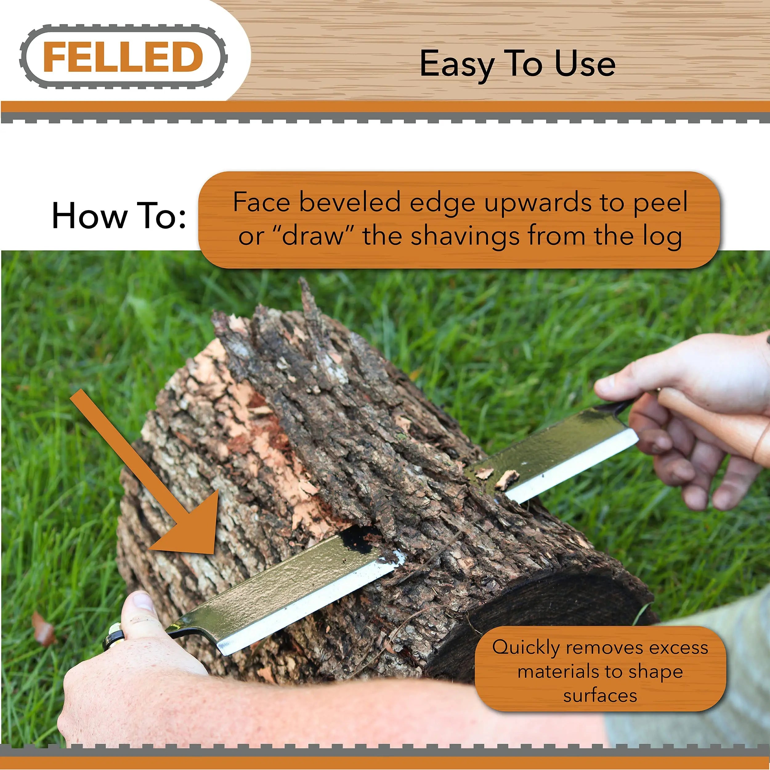 Felled 13-Inch Draw Shave Knife – Woodworking Debarking Tool Felled