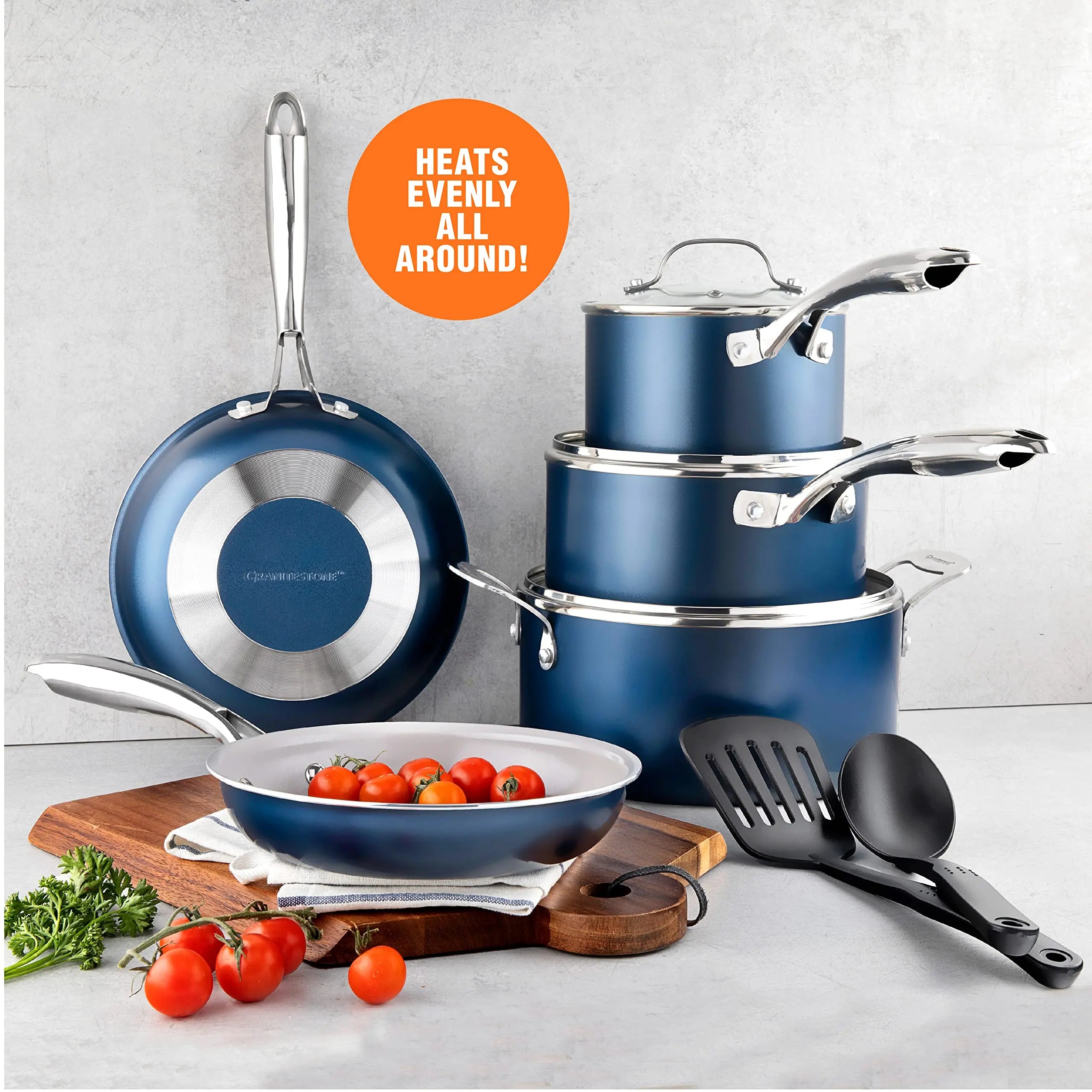 Granitestone 10-Piece Nonstick Cookware Set - Navy Blue Granitestone