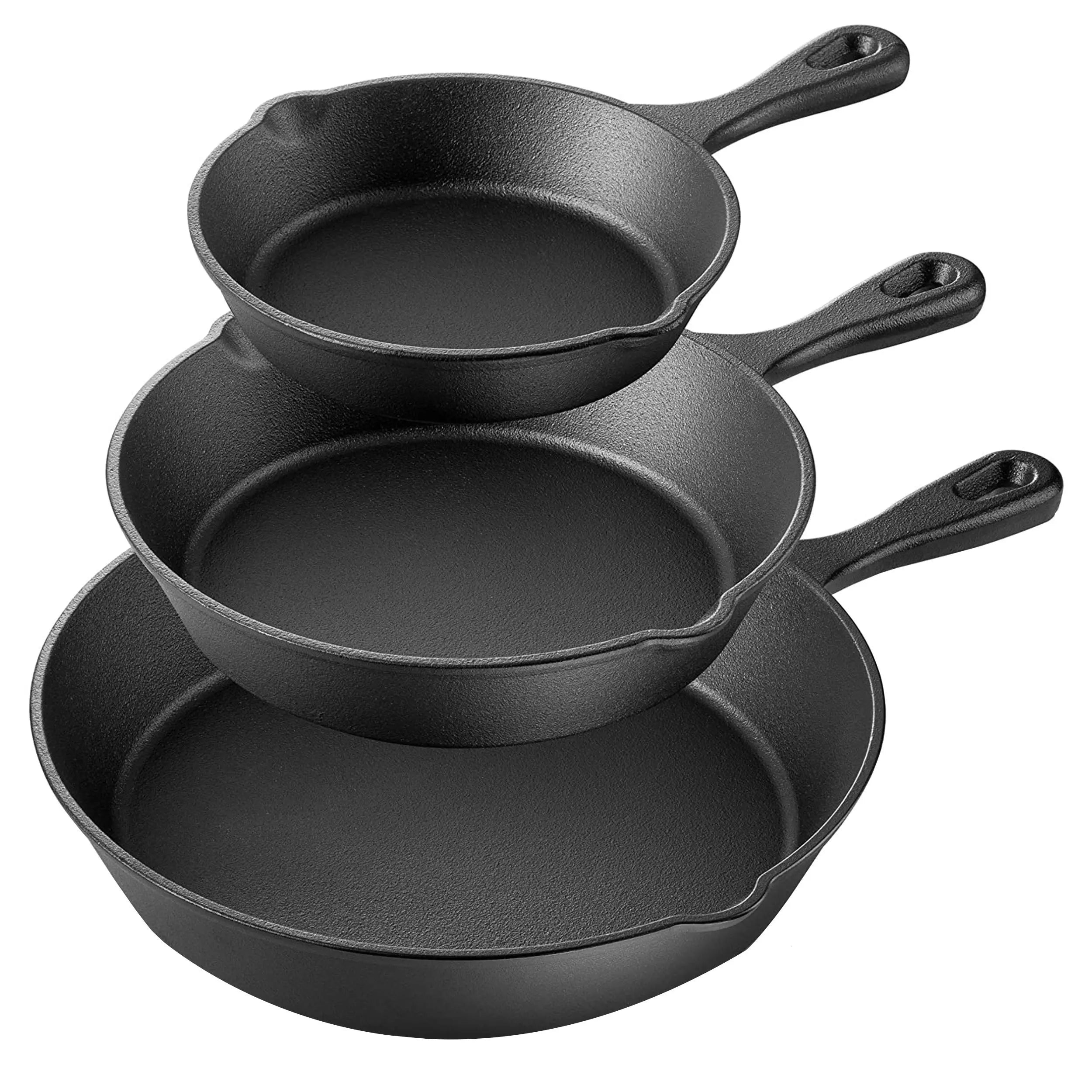 MegaChef Pre-Seasoned Cast Iron Skillet Set - 3 Pieces Megachef